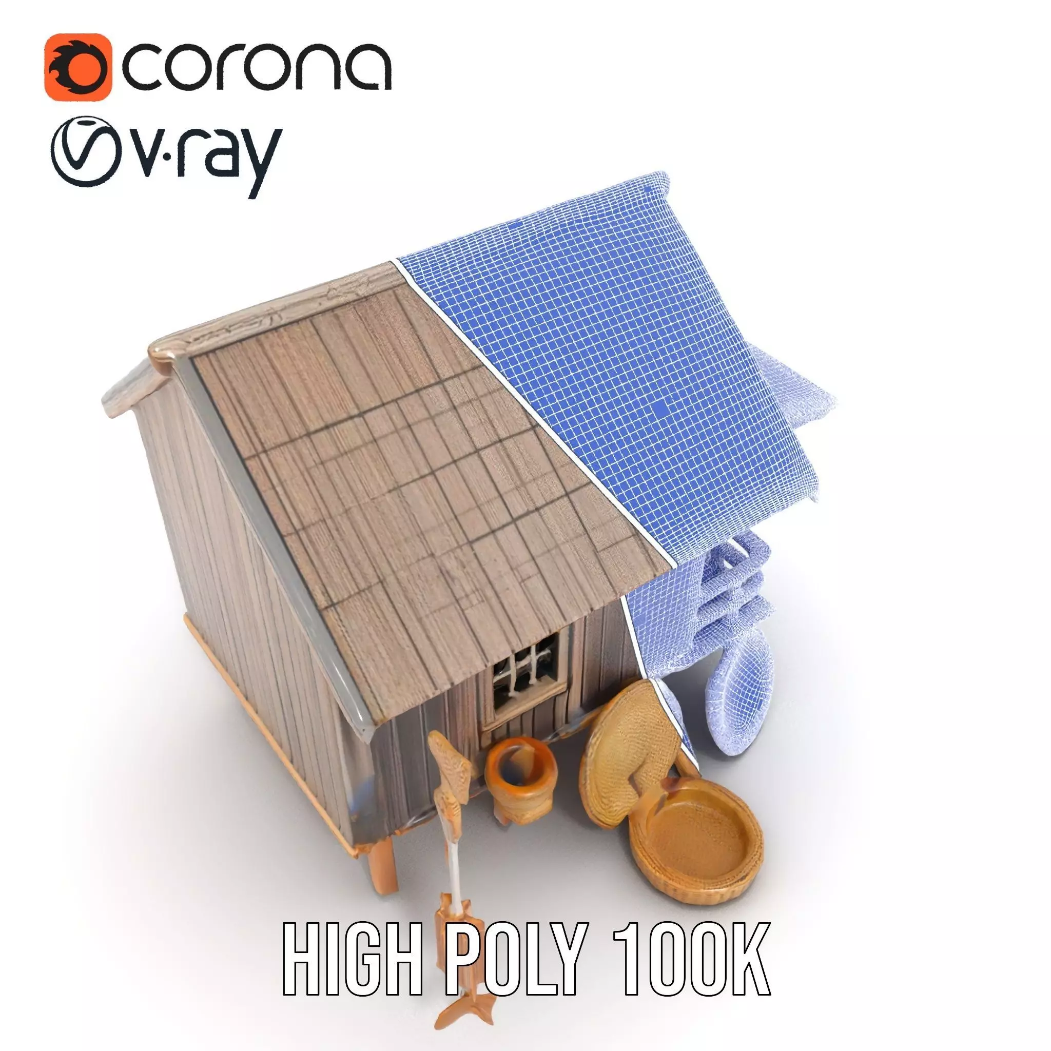 Rustic Thai House model pack Low-poly 3D model_35