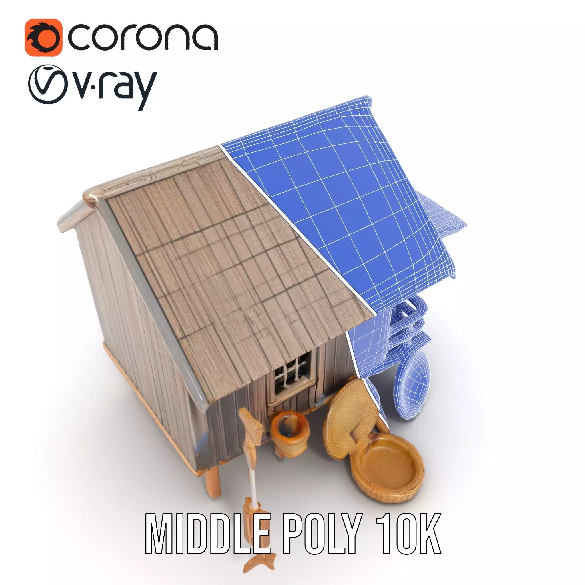 Rustic Thai House model pack Low-poly 3D model_23