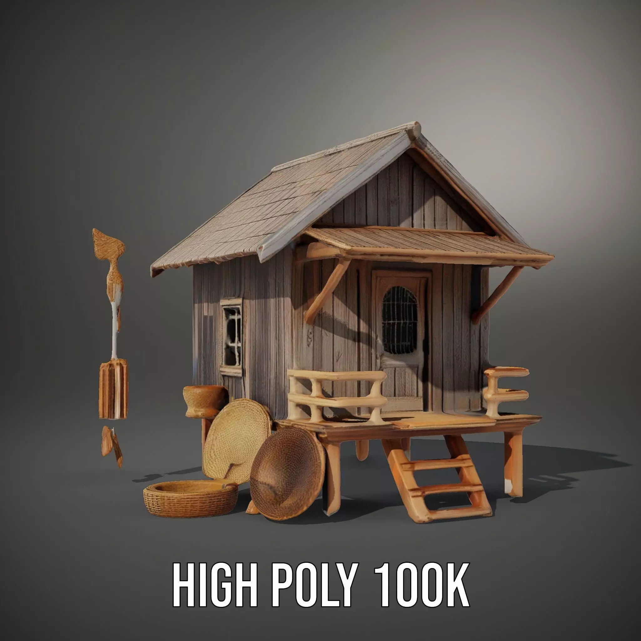 Rustic Thai House model pack Low-poly 3D model_9