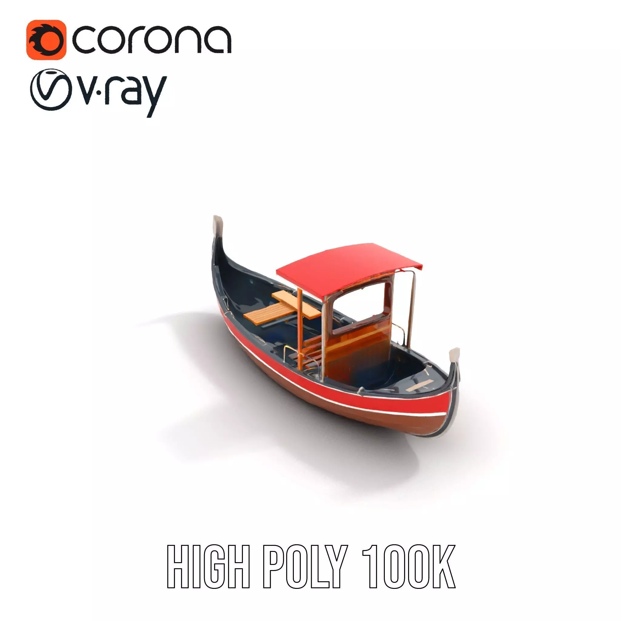 Venetian Gondola model pack Low-poly 3D model_18