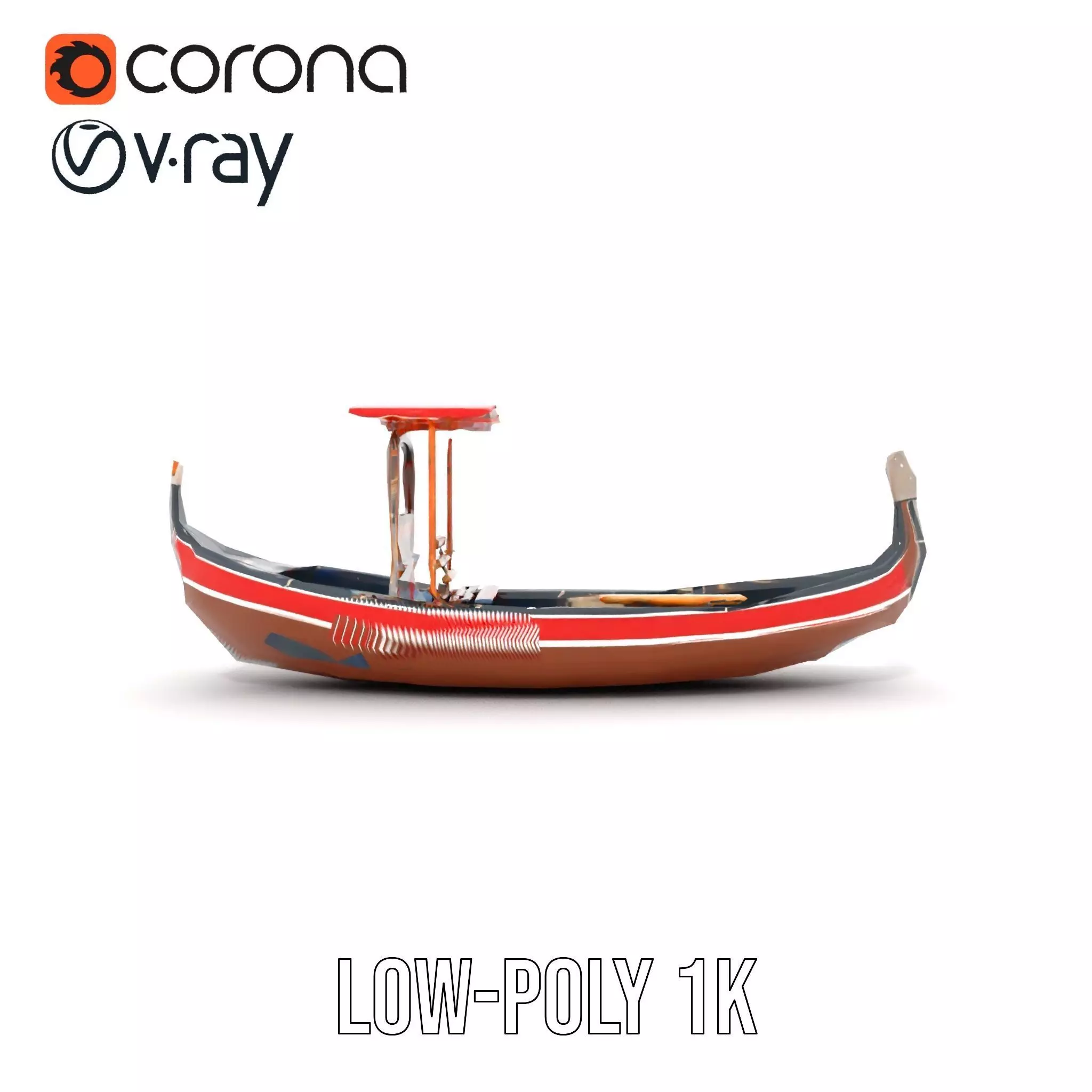 Venetian Gondola model pack Low-poly 3D model_26