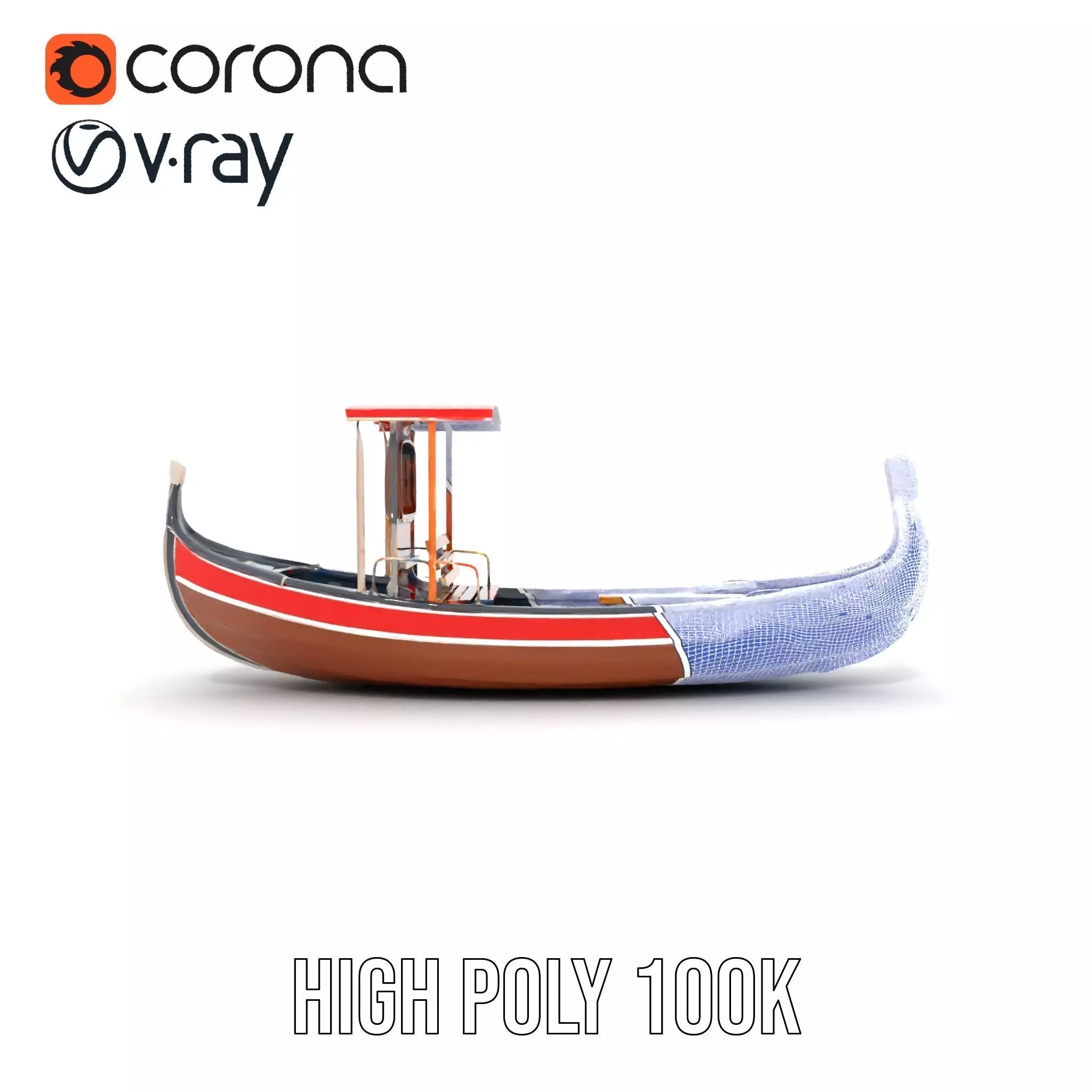 Venetian Gondola model pack Low-poly 3D model_32