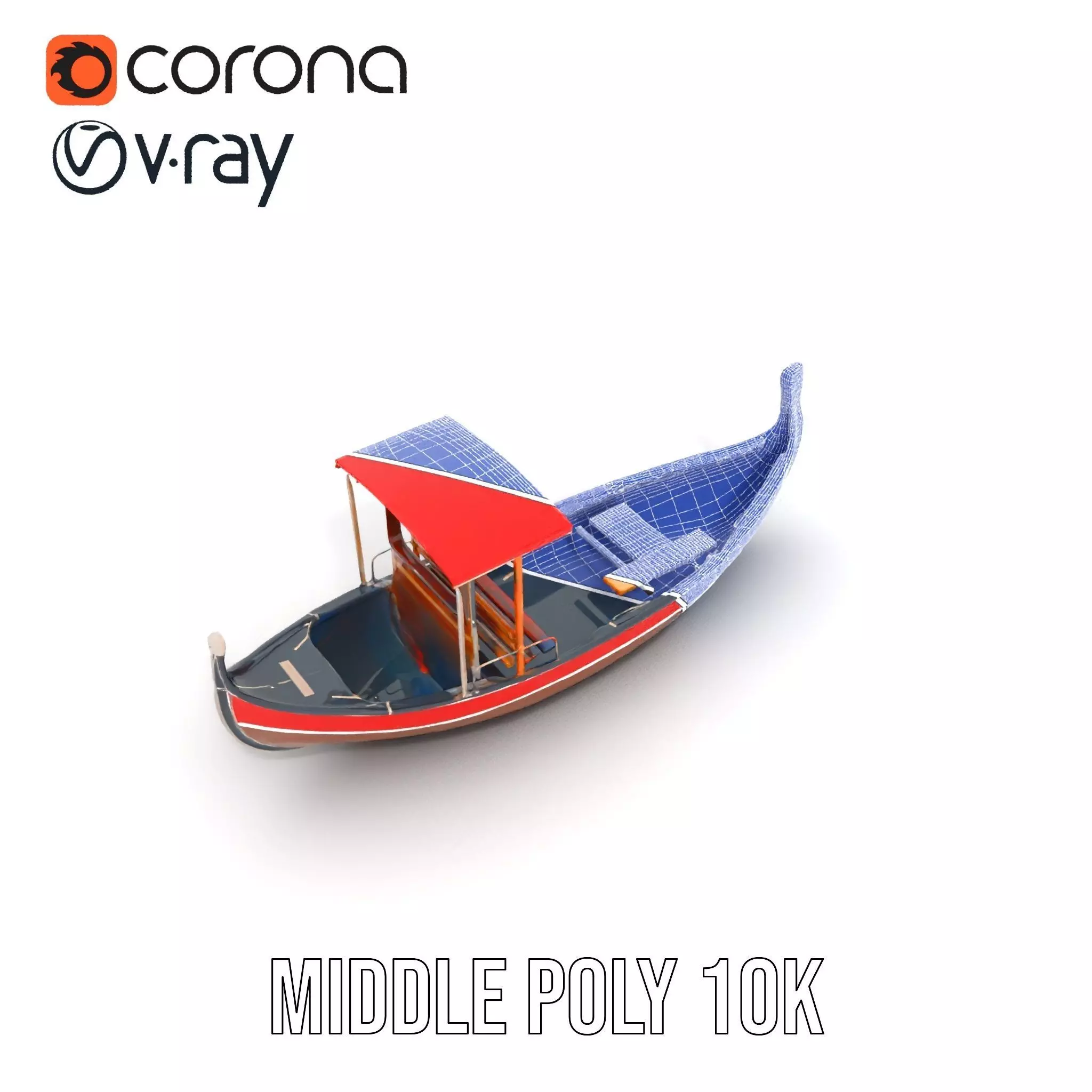 Venetian Gondola model pack Low-poly 3D model_28