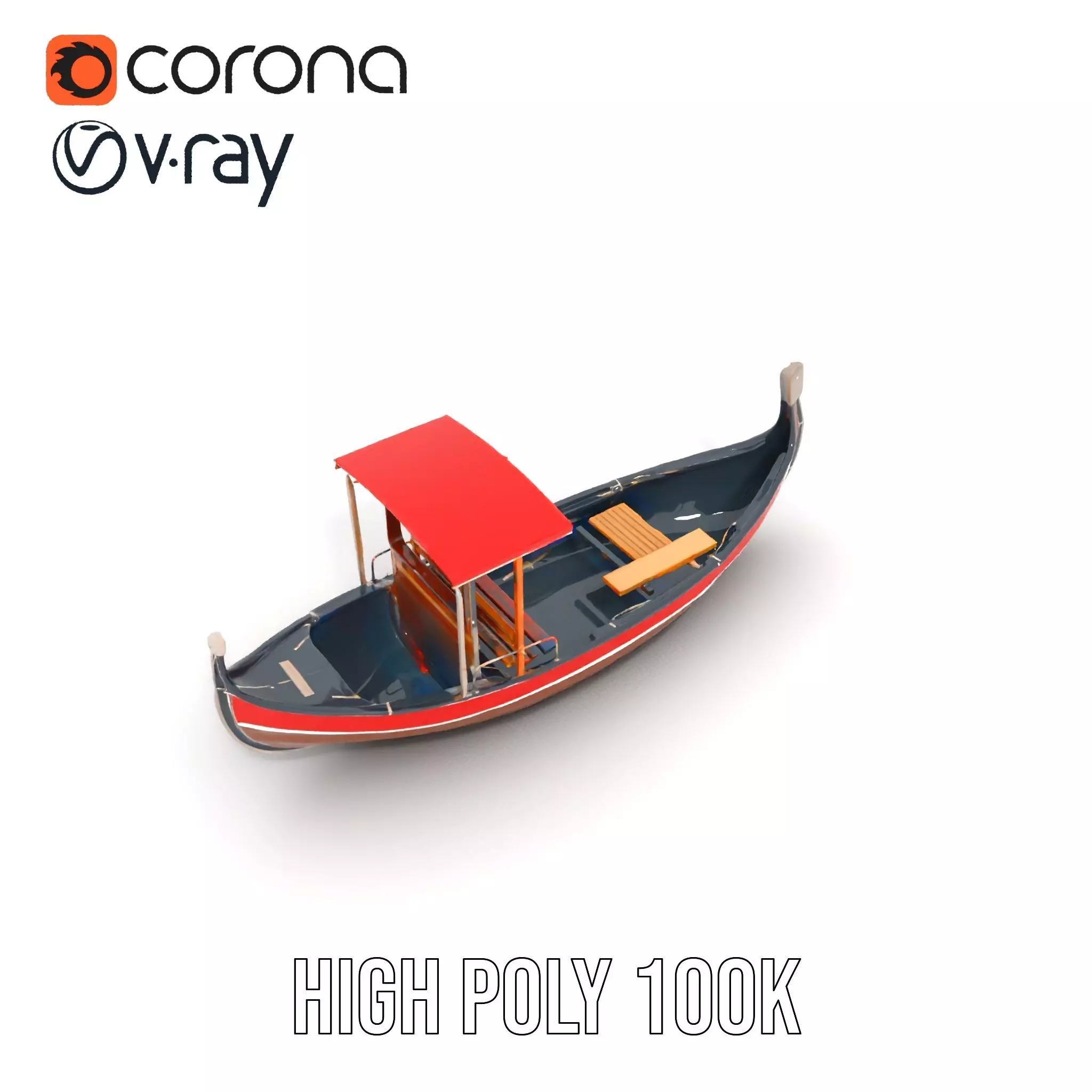 Venetian Gondola model pack Low-poly 3D model_21