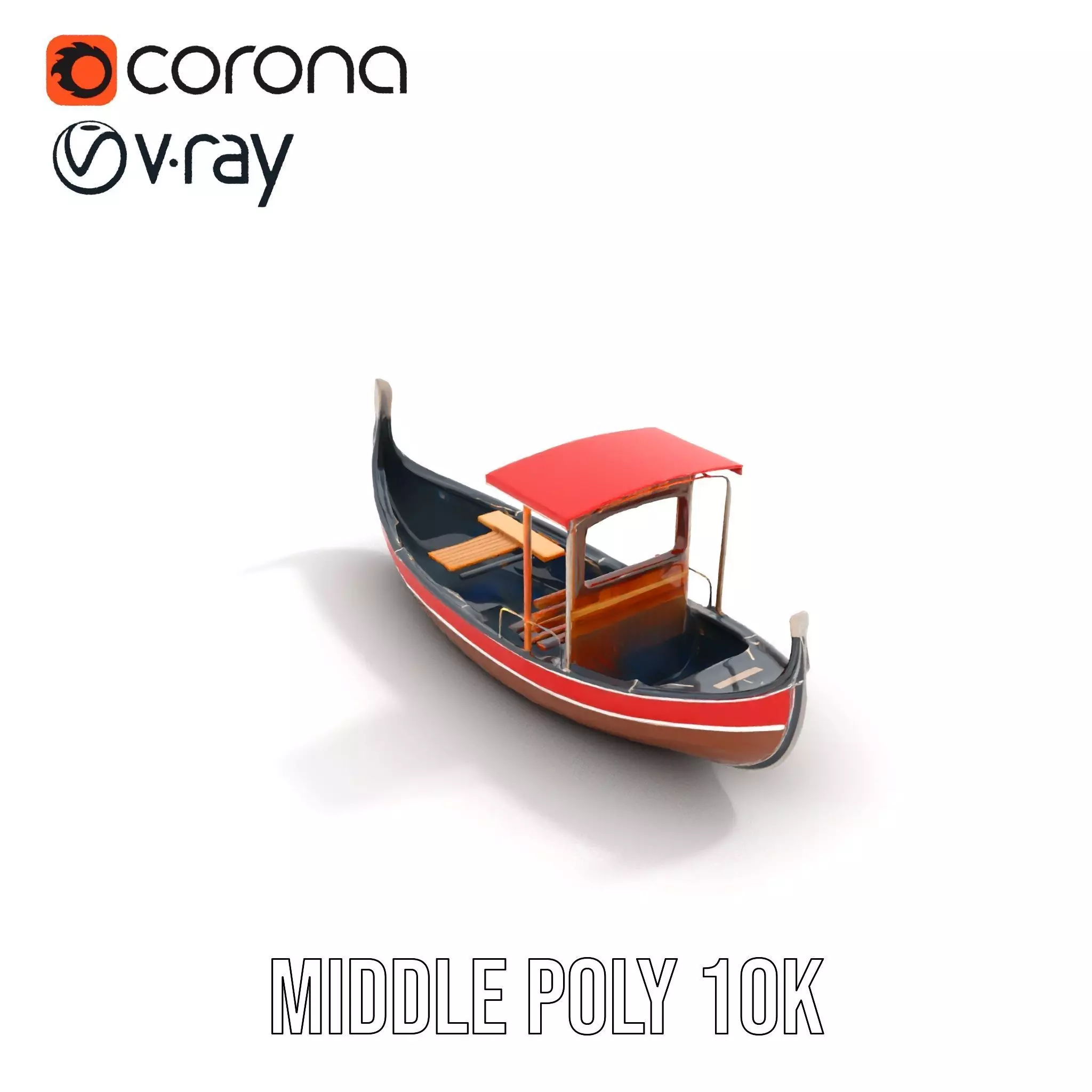 Venetian Gondola model pack Low-poly 3D model_12