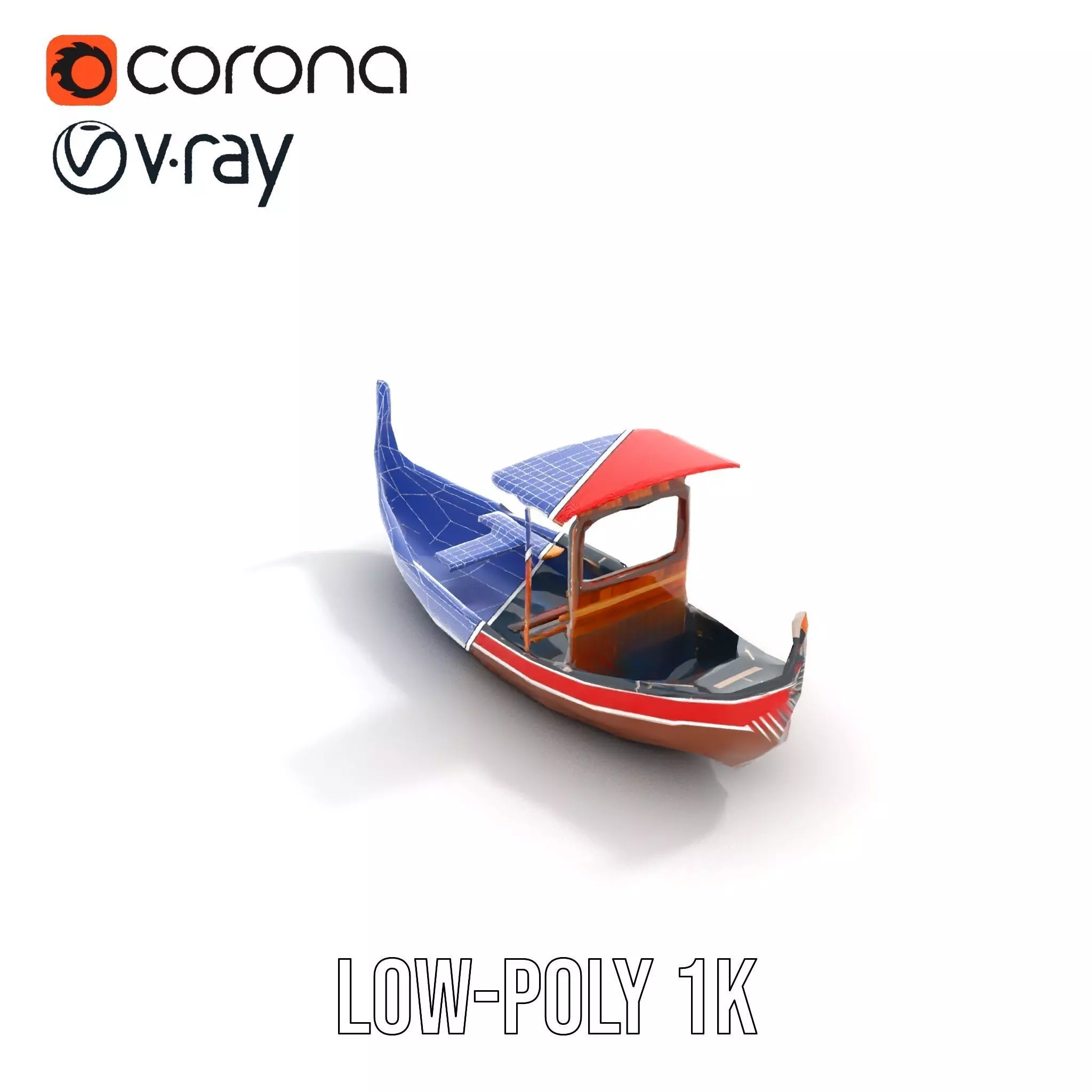 Venetian Gondola model pack Low-poly 3D model_8