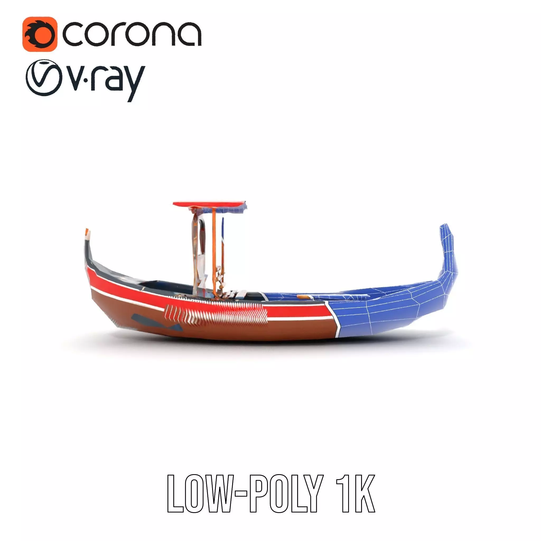 Venetian Gondola model pack Low-poly 3D model_29