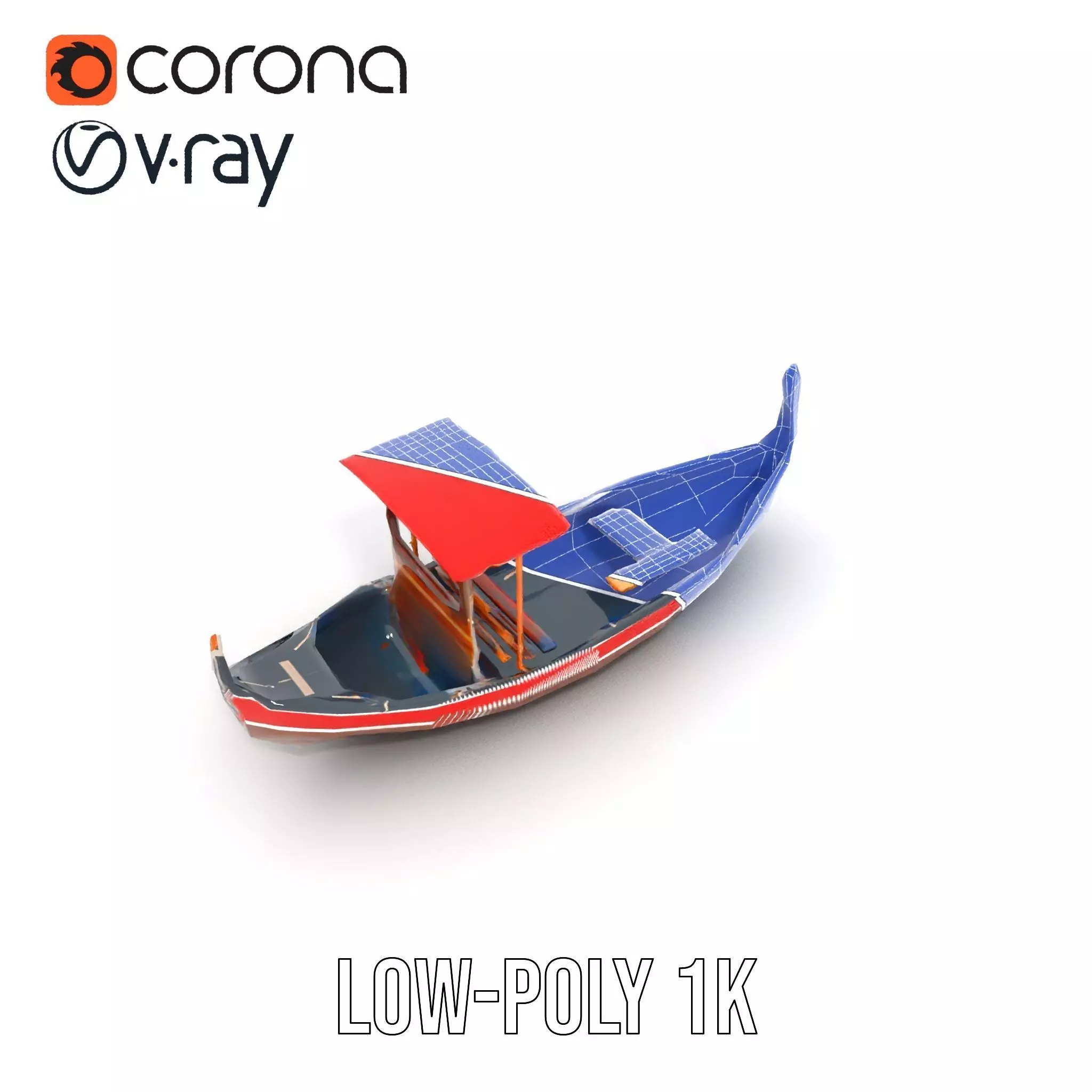 Venetian Gondola model pack Low-poly 3D model_13