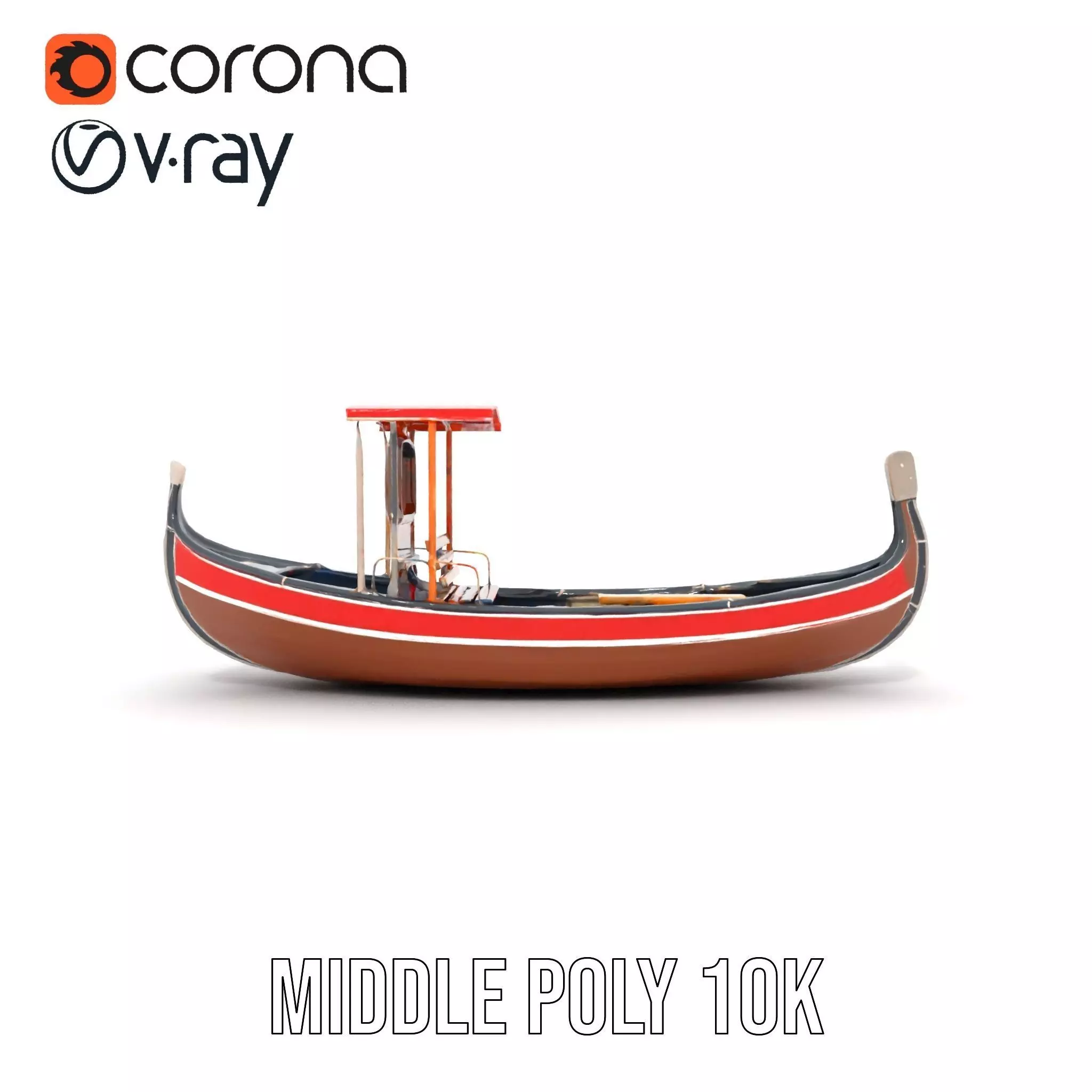 Venetian Gondola model pack Low-poly 3D model_19