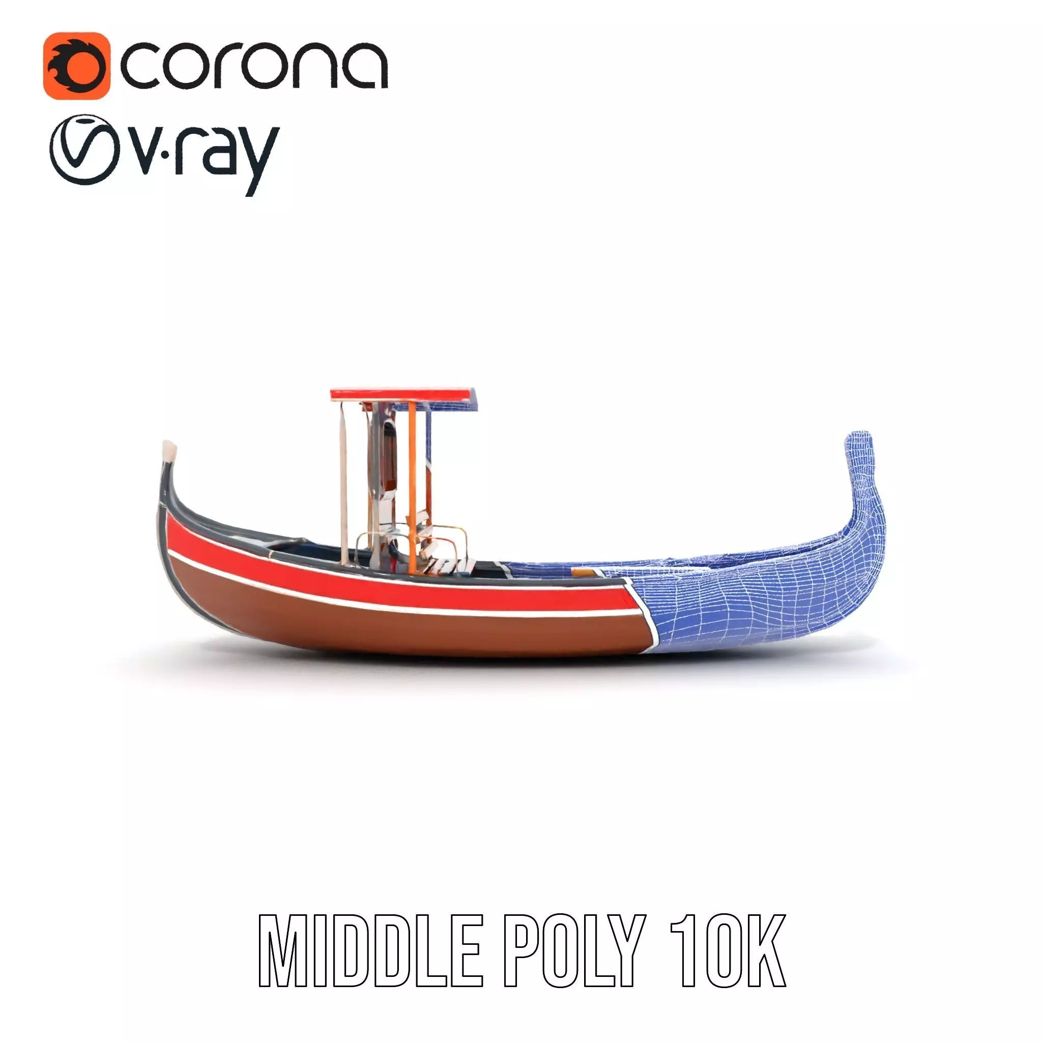 Venetian Gondola model pack Low-poly 3D model_22