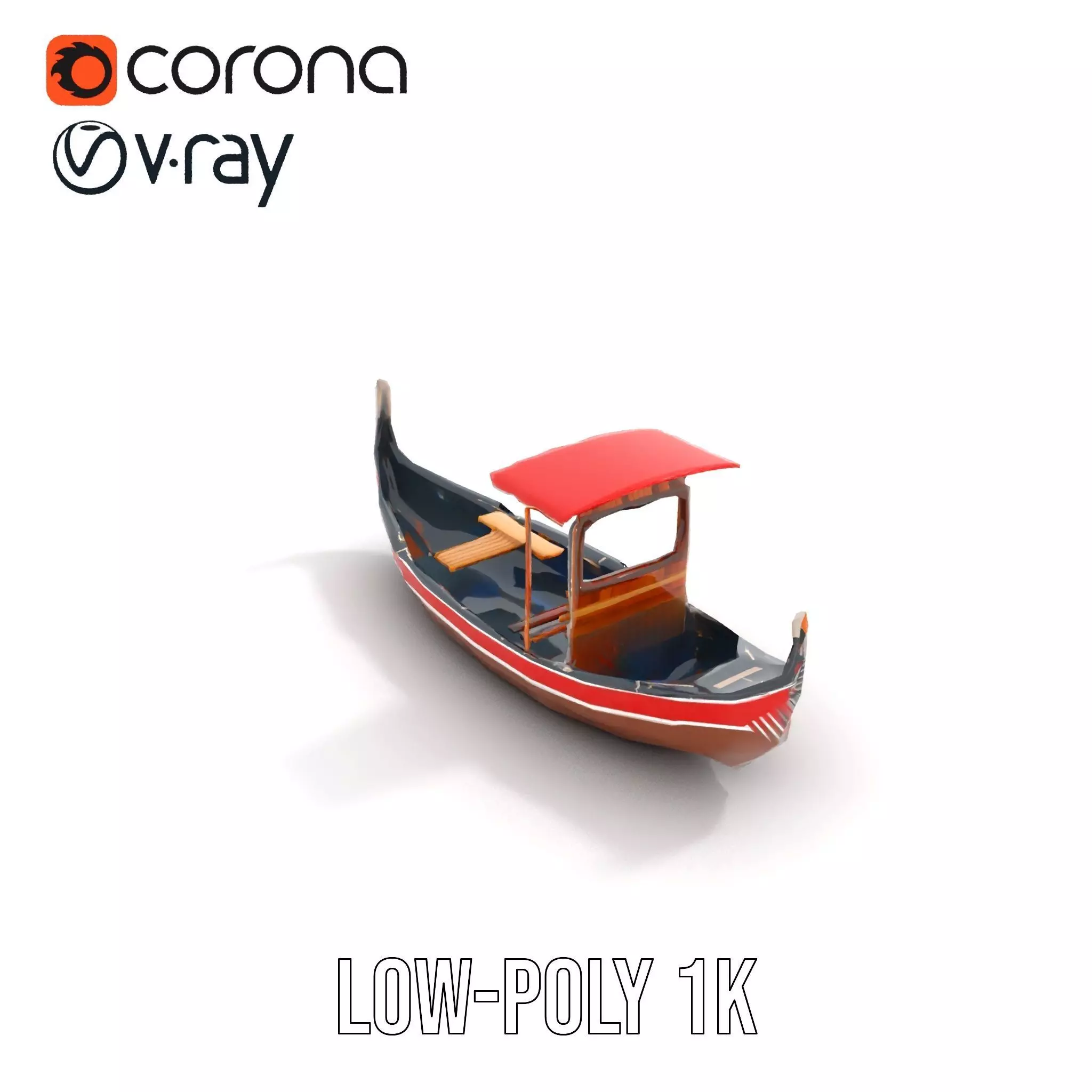 Venetian Gondola model pack Low-poly 3D model_31