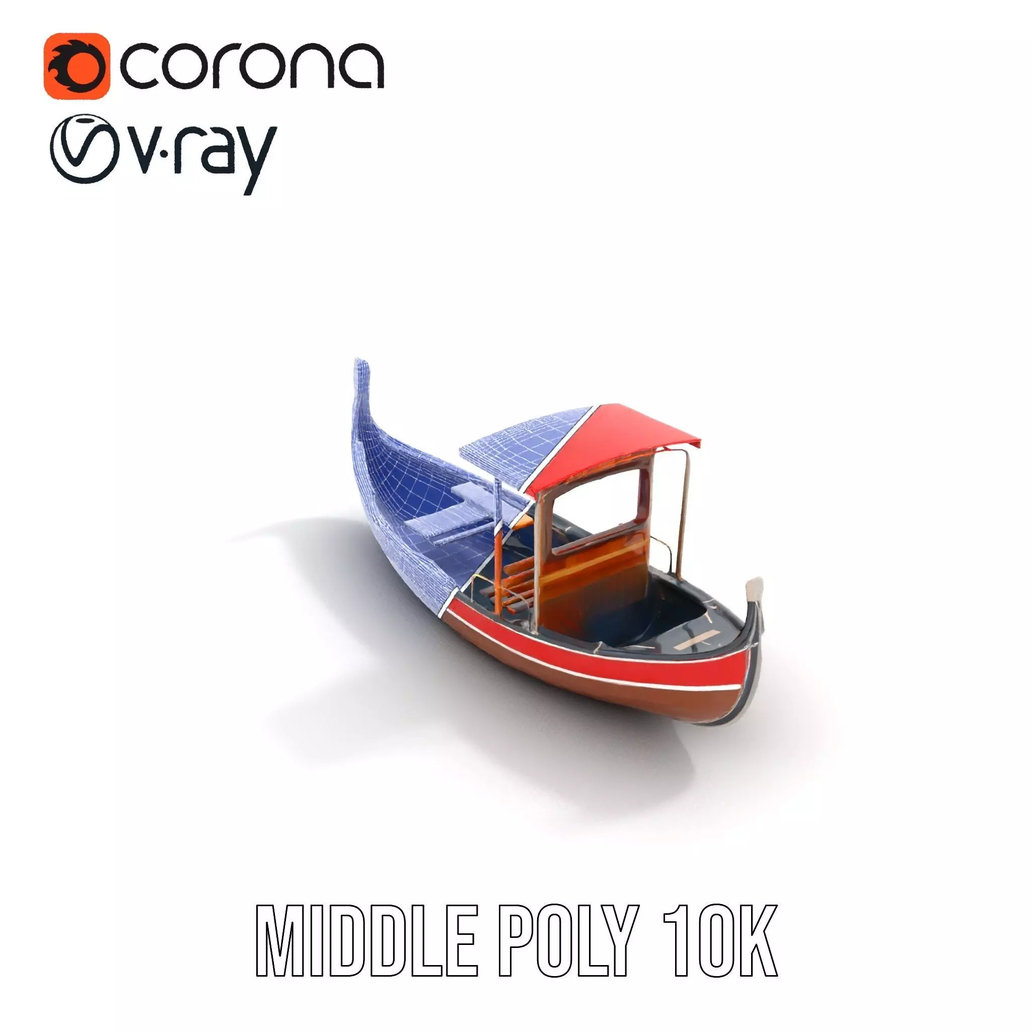 Venetian Gondola model pack Low-poly 3D model_14