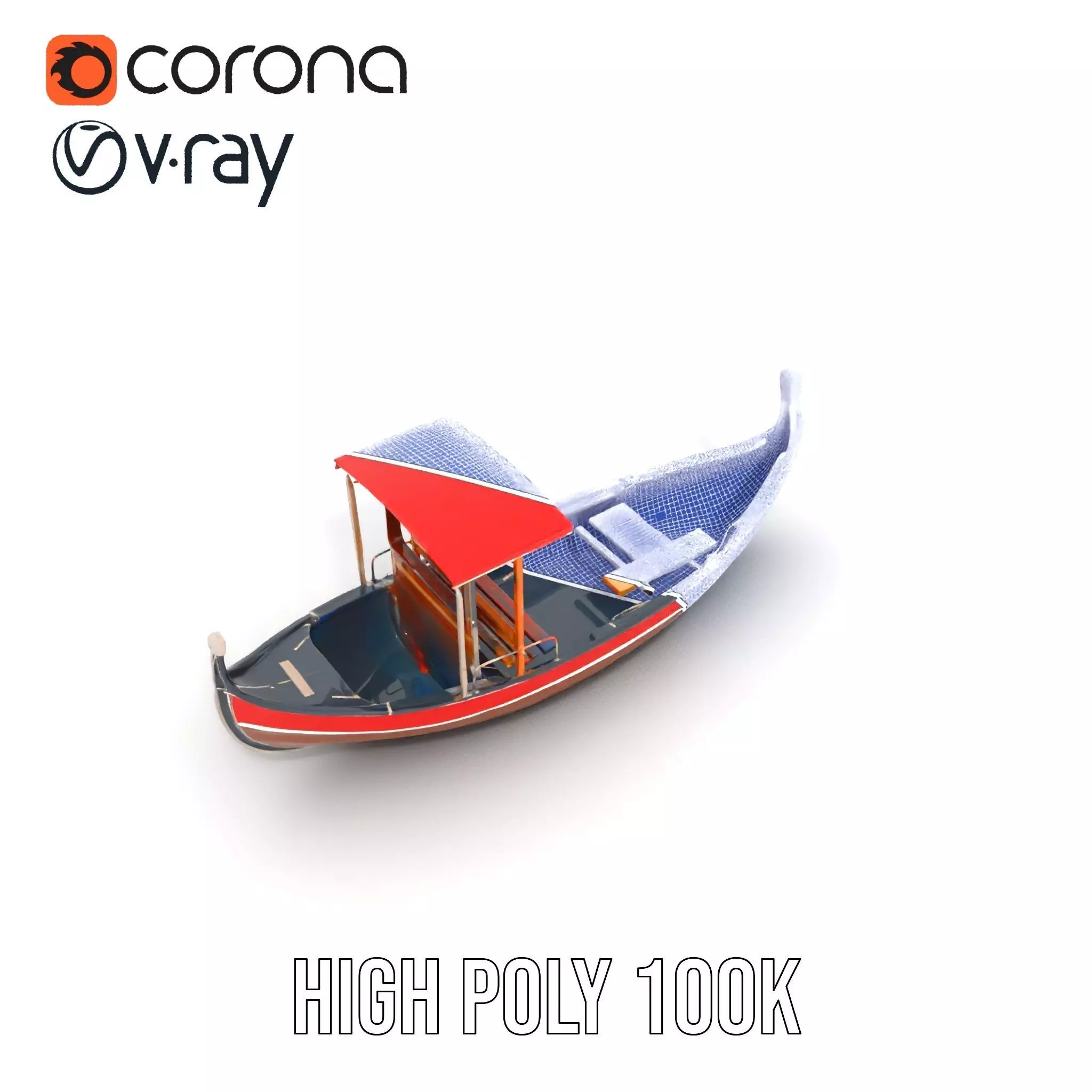 Venetian Gondola model pack Low-poly 3D model_33