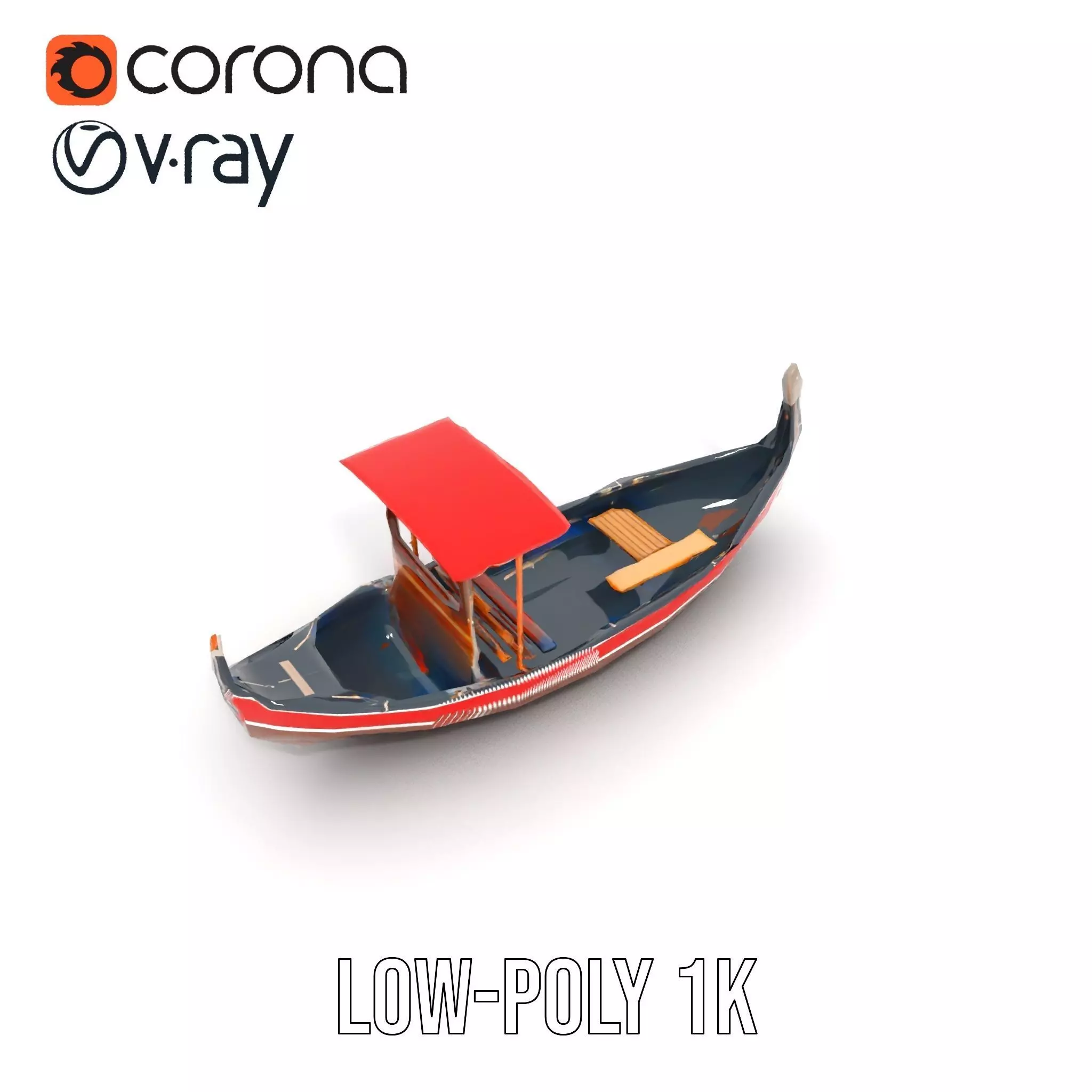 Venetian Gondola model pack Low-poly 3D model_10