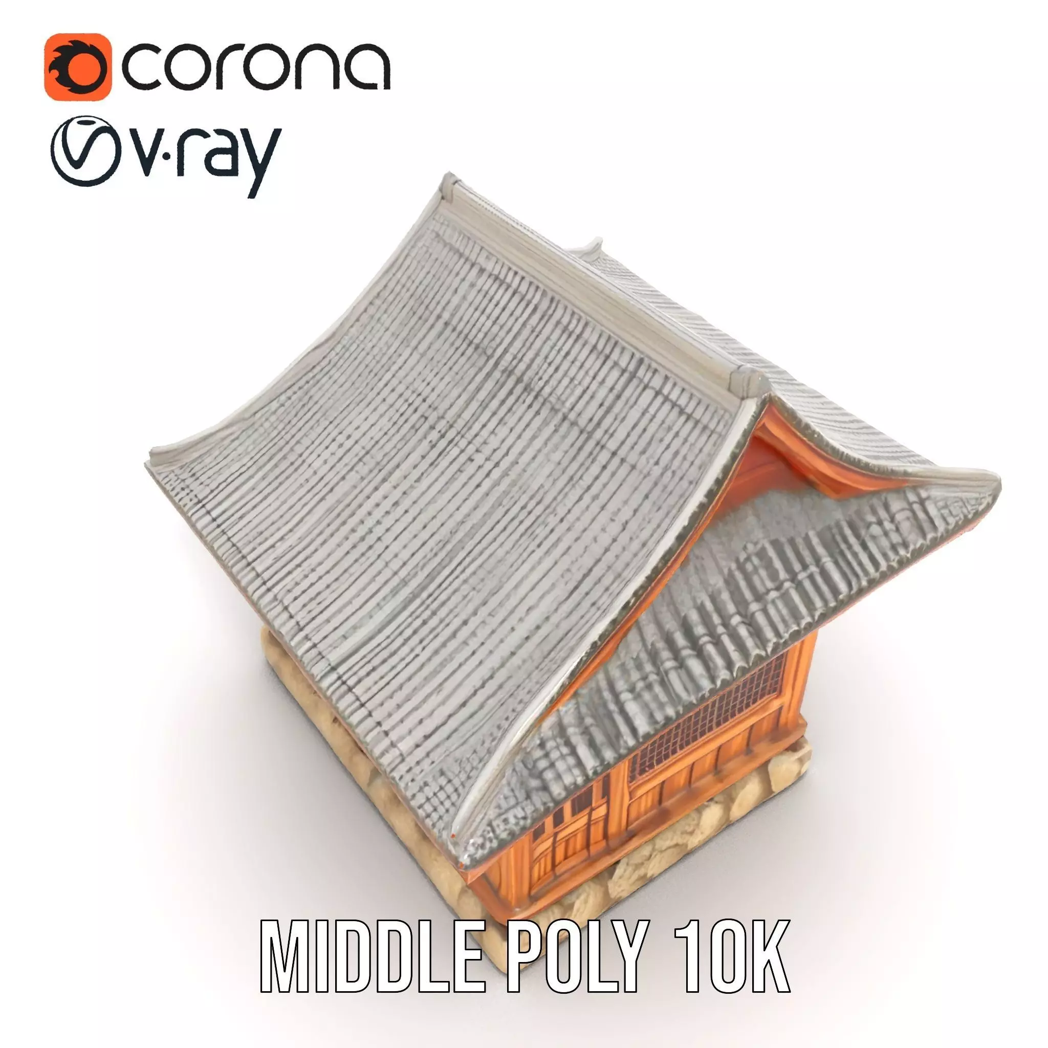 Wooden Pagoda Architecture model pack Low-poly 3D model_7