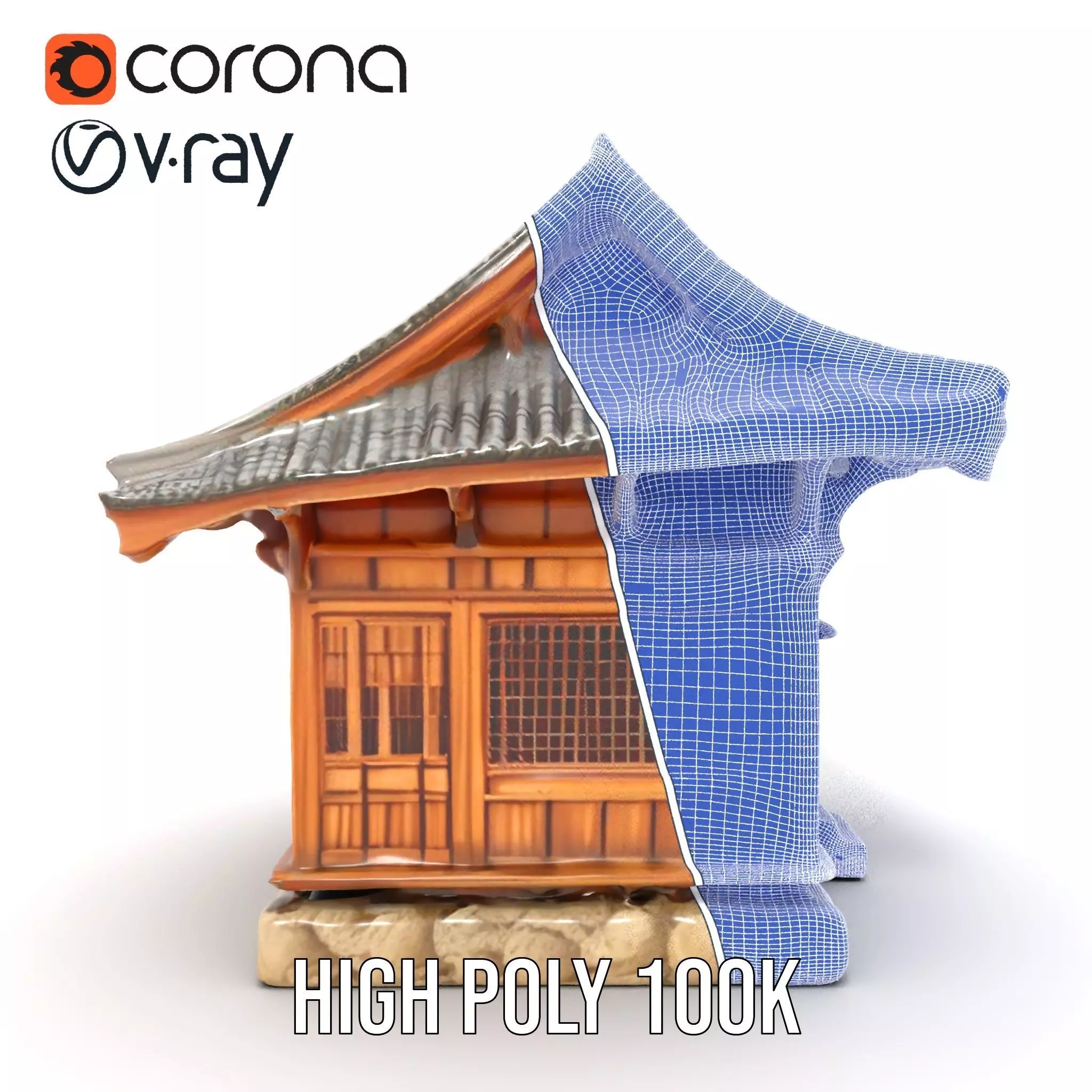Wooden Pagoda Architecture model pack Low-poly 3D model_35