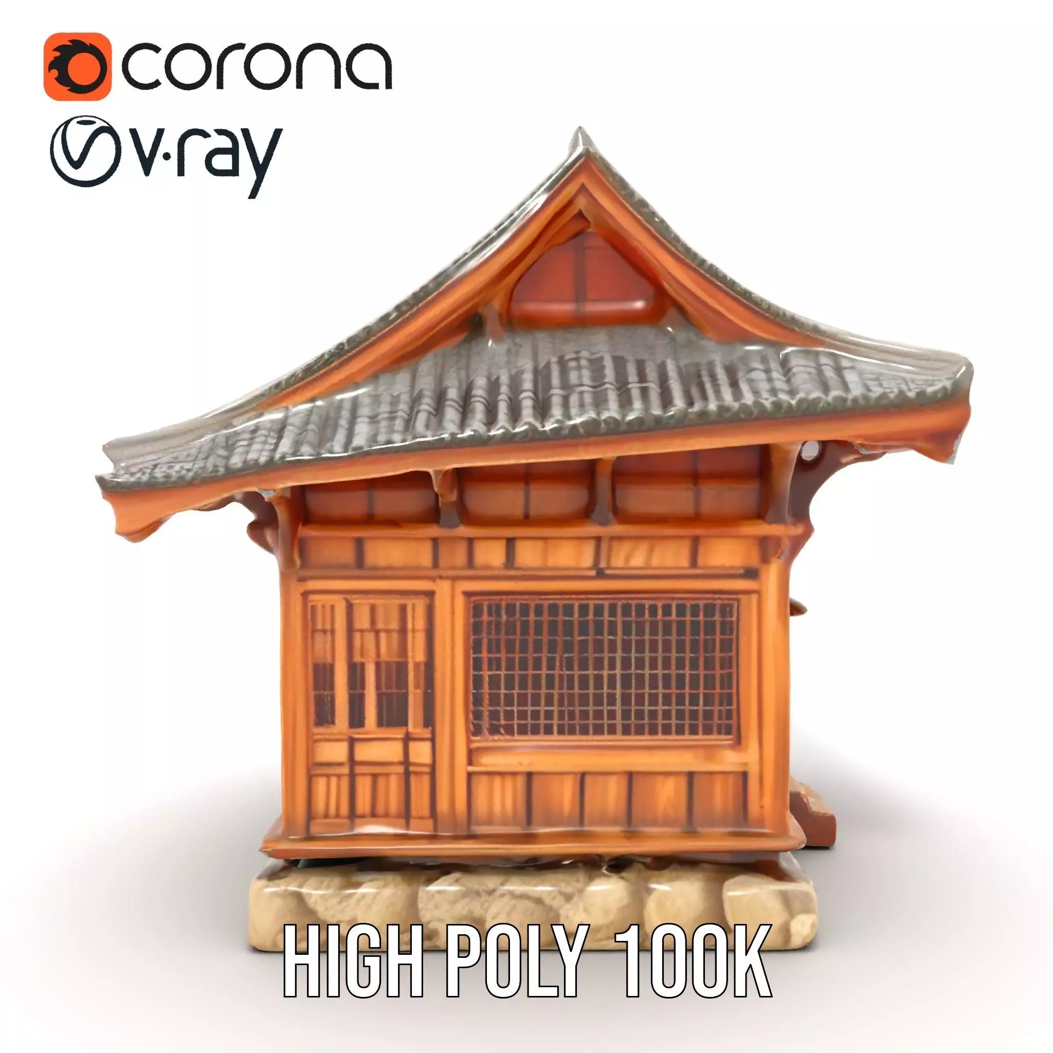 Wooden Pagoda Architecture model pack Low-poly 3D model_27