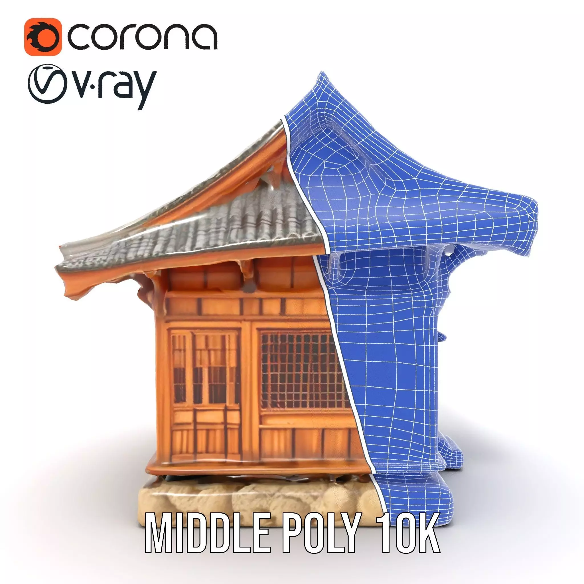 Wooden Pagoda Architecture model pack Low-poly 3D model_30