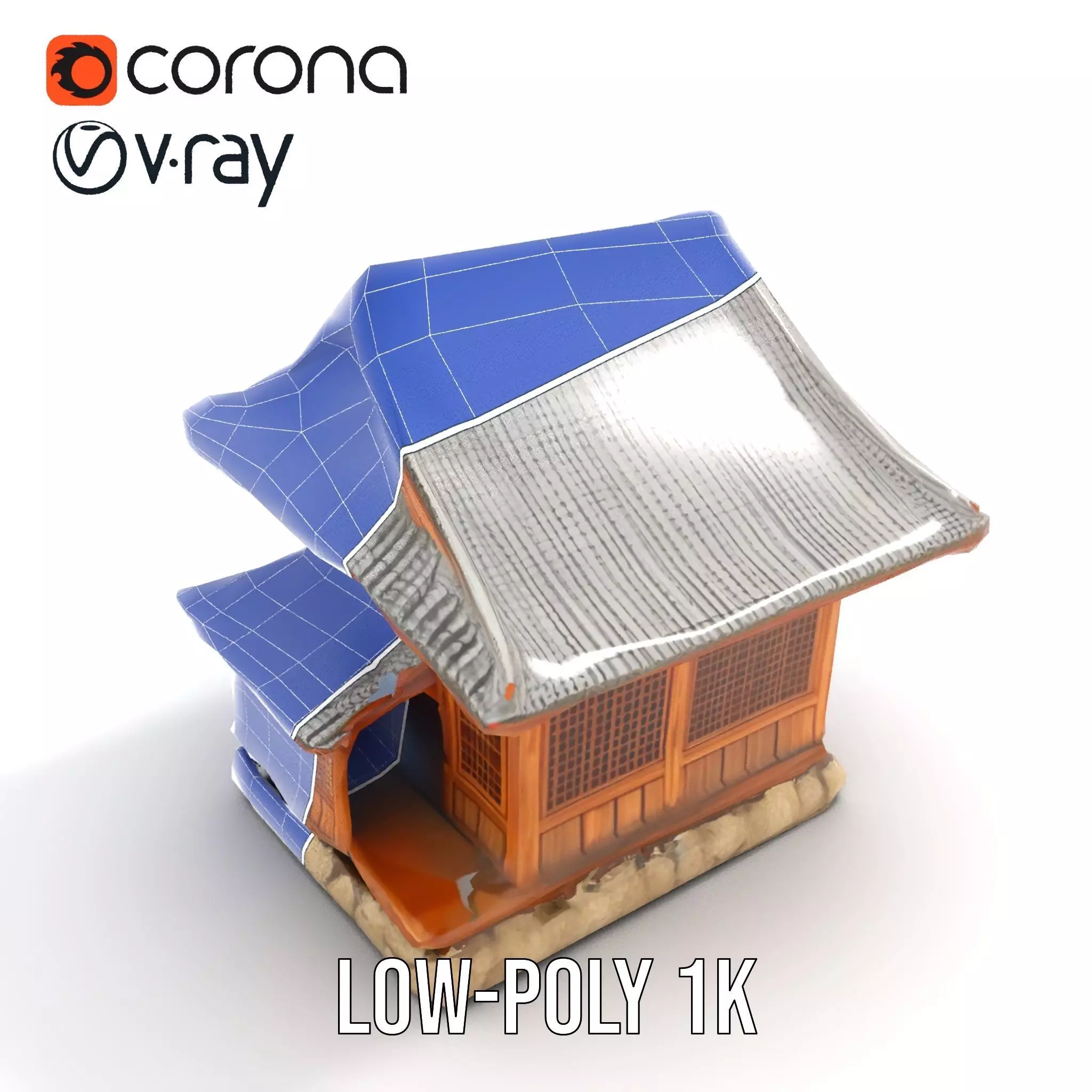 Wooden Pagoda Architecture model pack Low-poly 3D model_23