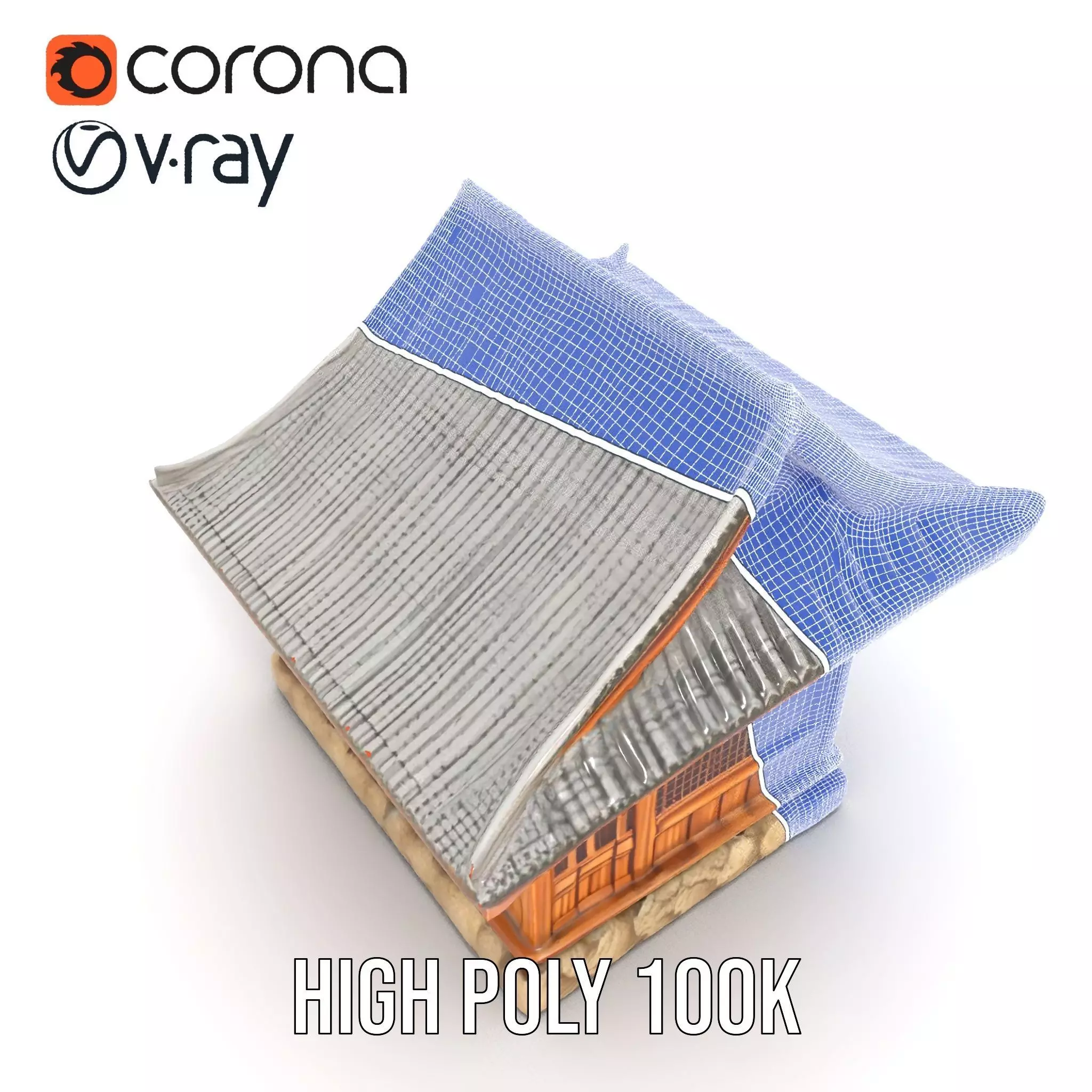 Wooden Pagoda Architecture model pack Low-poly 3D model_32