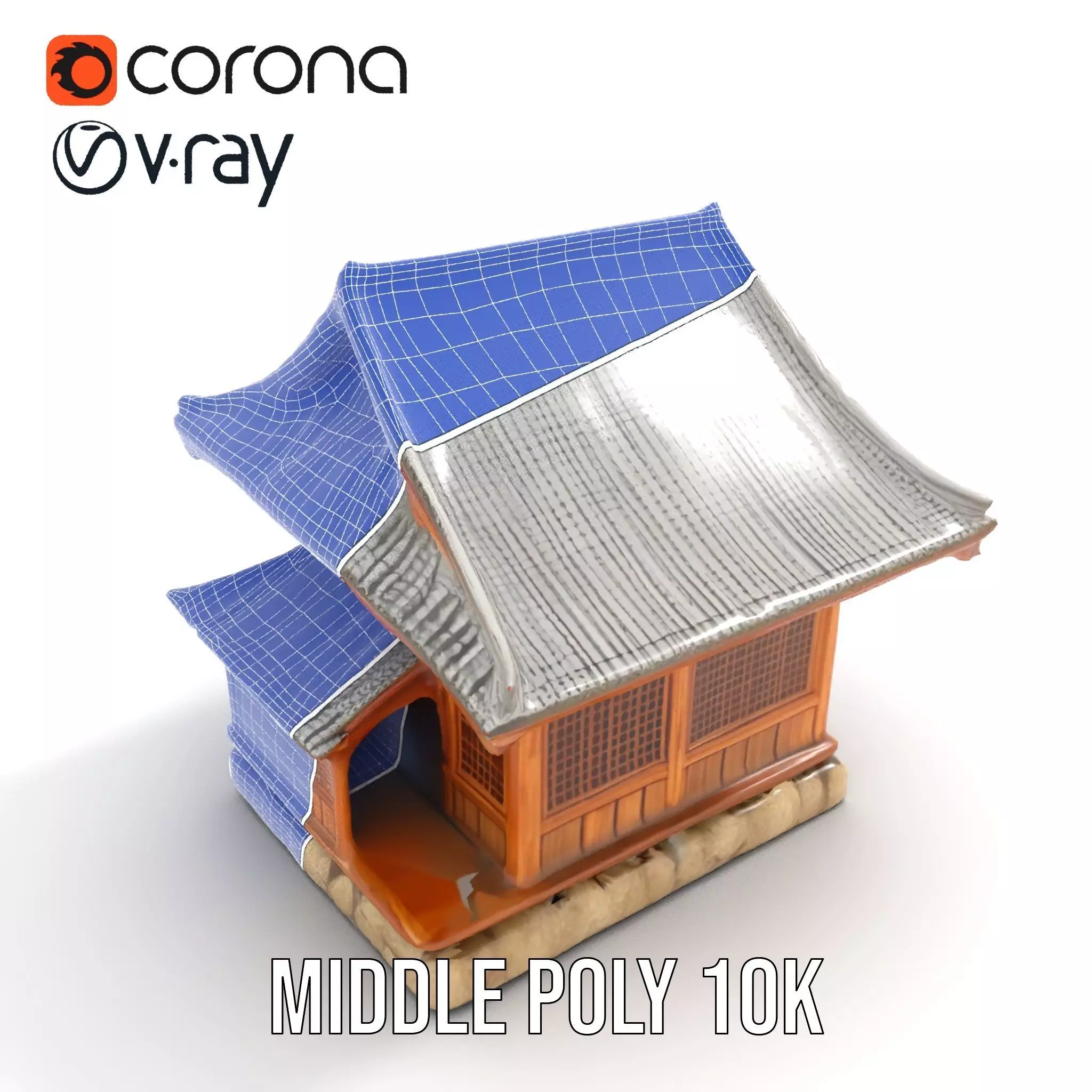 Wooden Pagoda Architecture model pack Low-poly 3D model_22