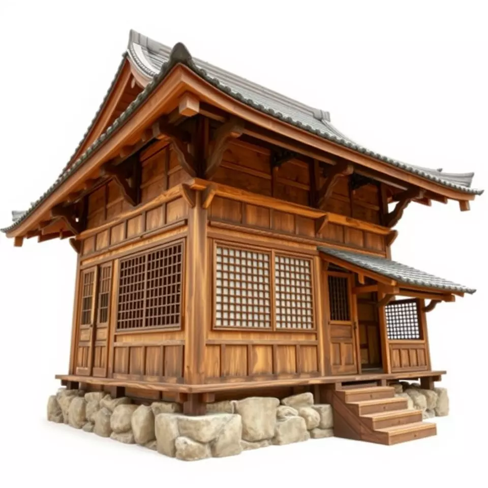 Wooden Pagoda Architecture model pack Low-poly 3D model_3