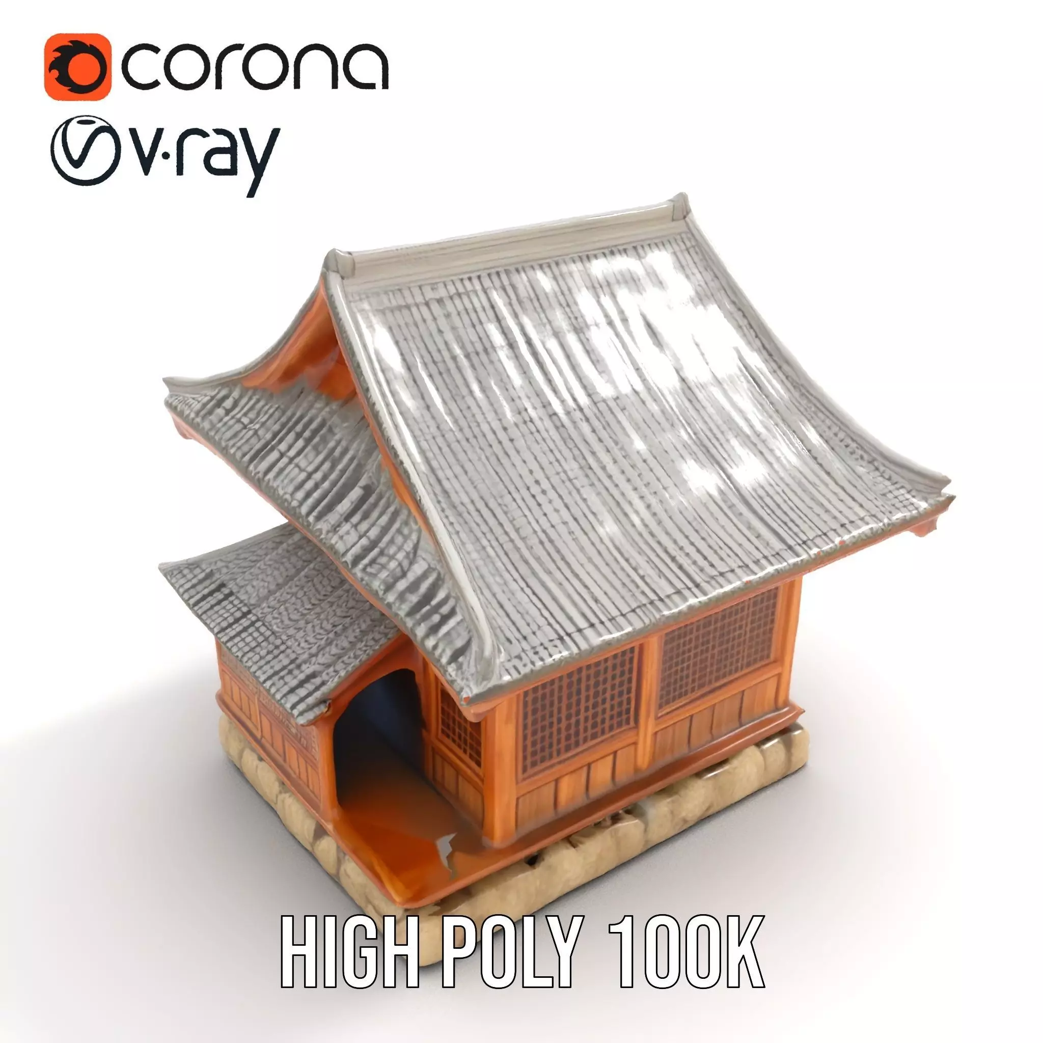Wooden Pagoda Architecture model pack Low-poly 3D model_21