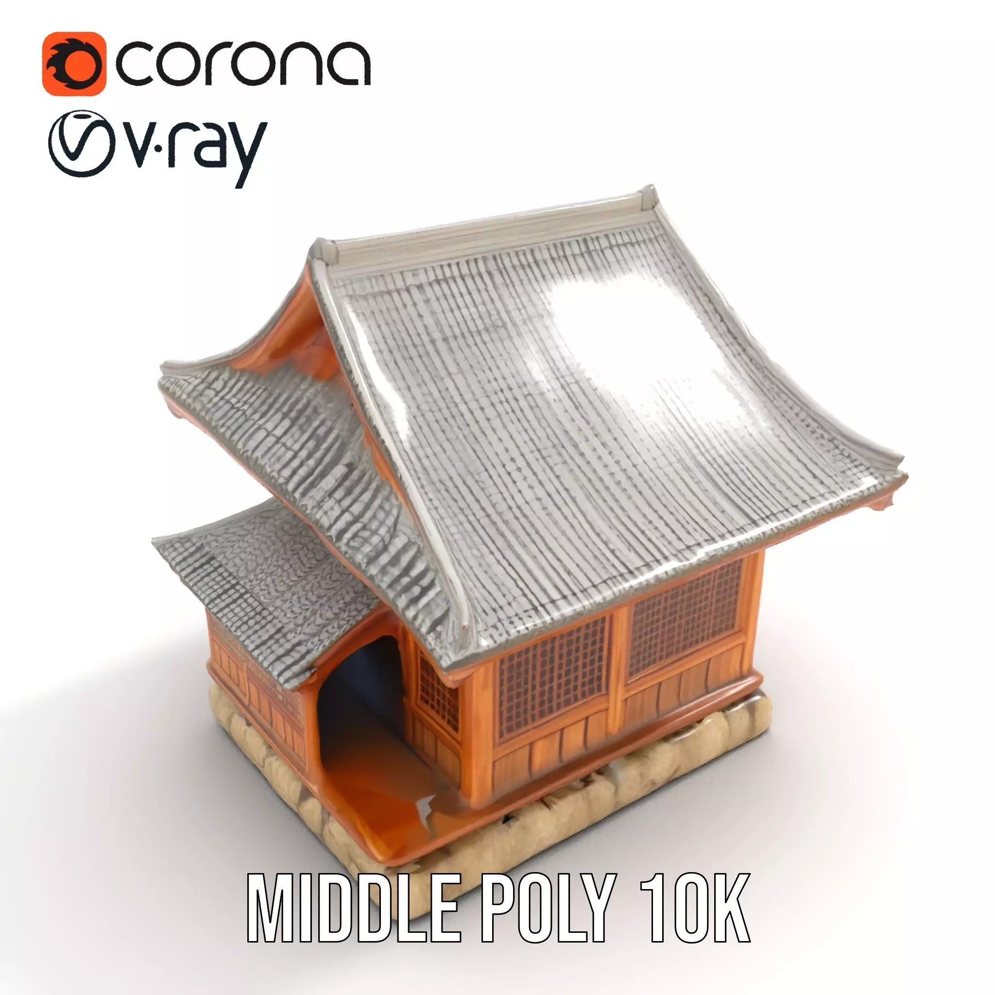 Wooden Pagoda Architecture model pack Low-poly 3D model_11