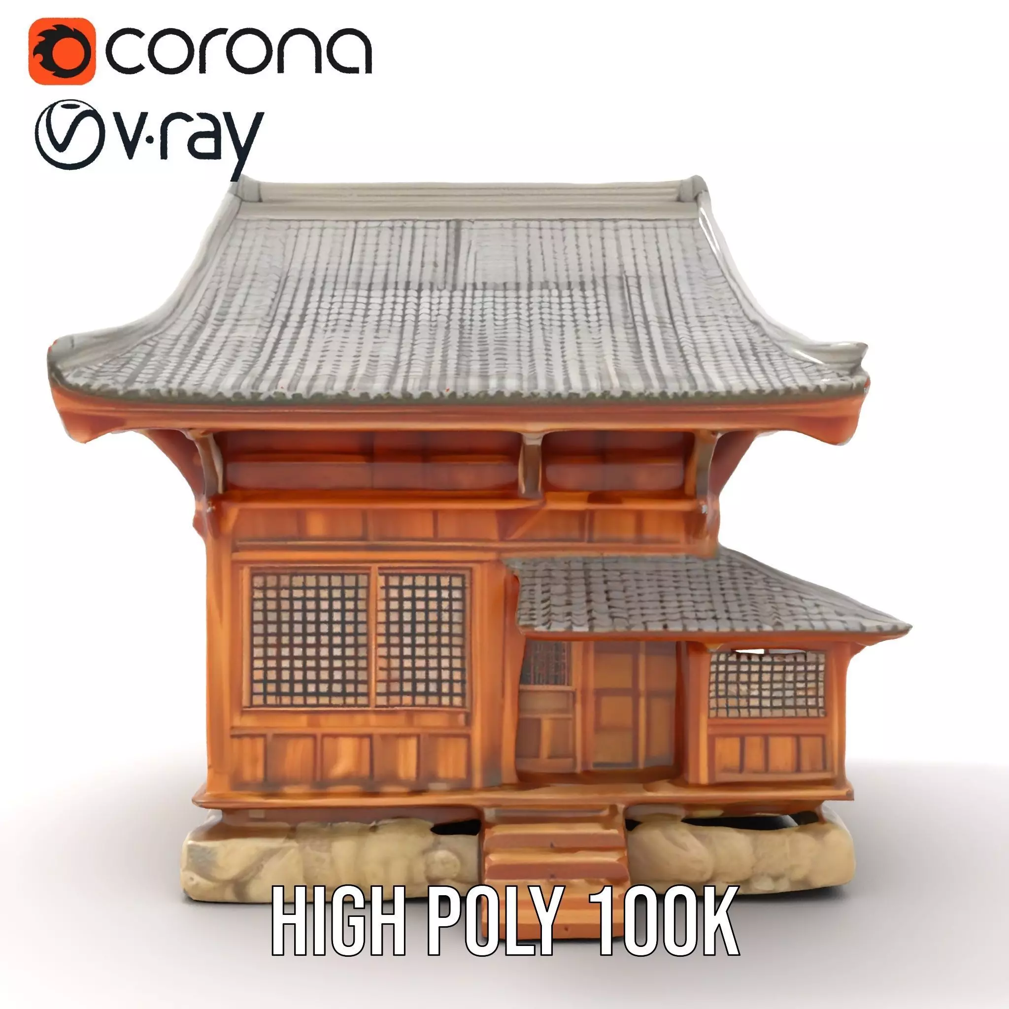 Wooden Pagoda Architecture model pack Low-poly 3D model_33