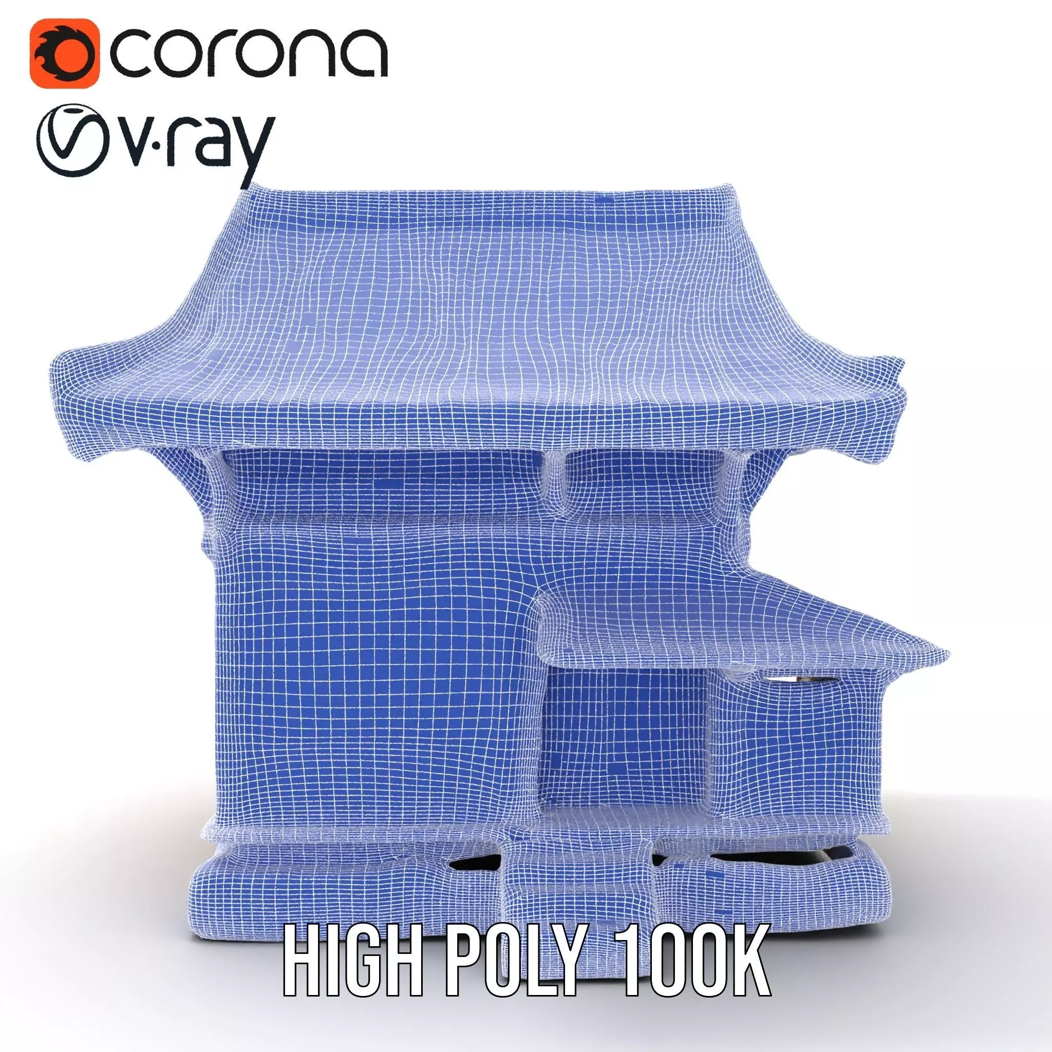 Wooden Pagoda Architecture model pack Low-poly 3D model_34