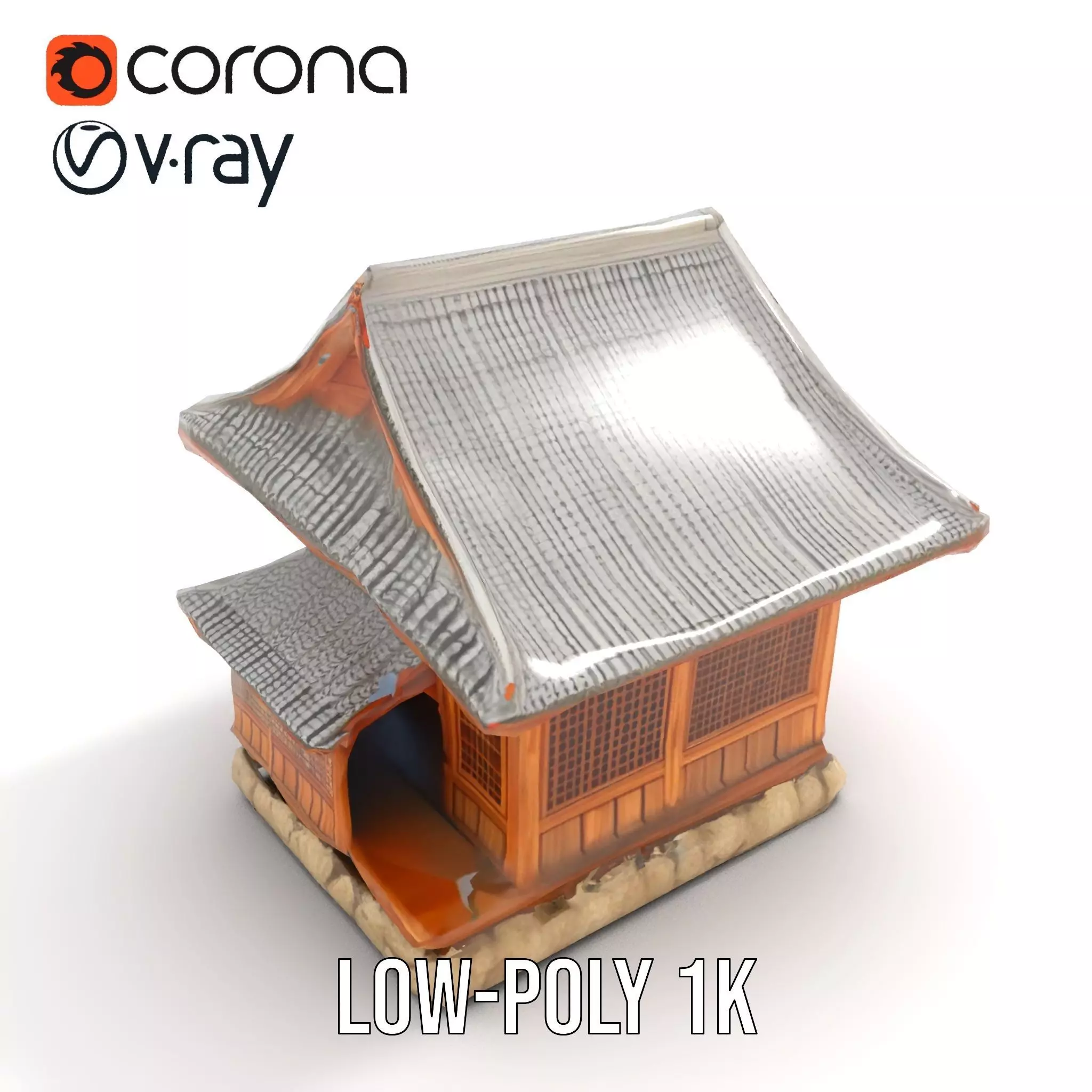 Wooden Pagoda Architecture model pack Low-poly 3D model_10