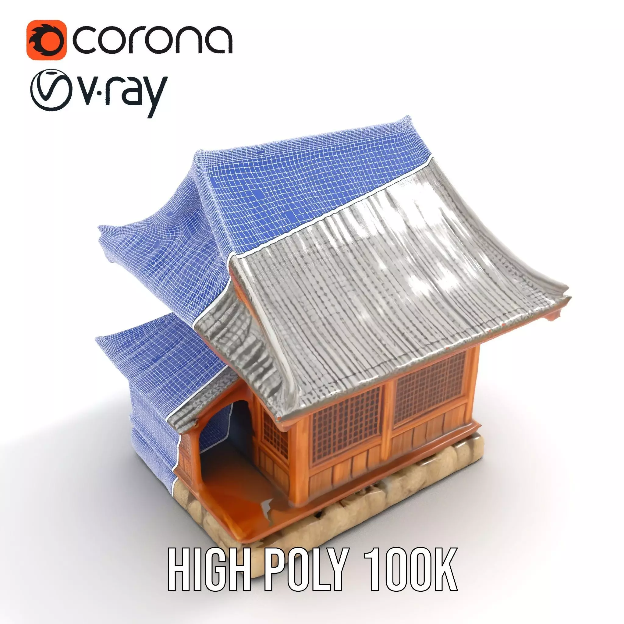 Wooden Pagoda Architecture model pack Low-poly 3D model_24