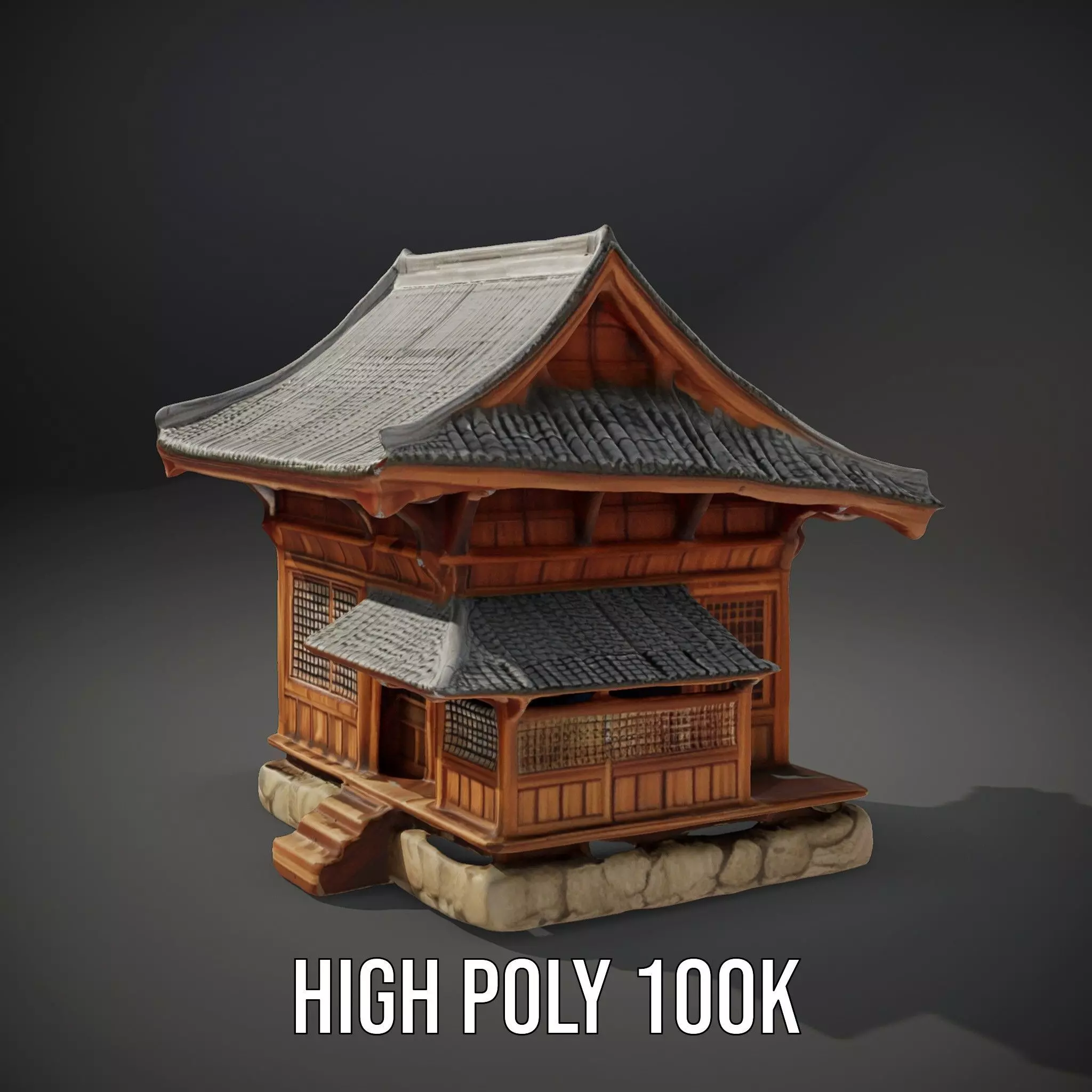 Wooden Pagoda Architecture model pack Low-poly 3D model_13