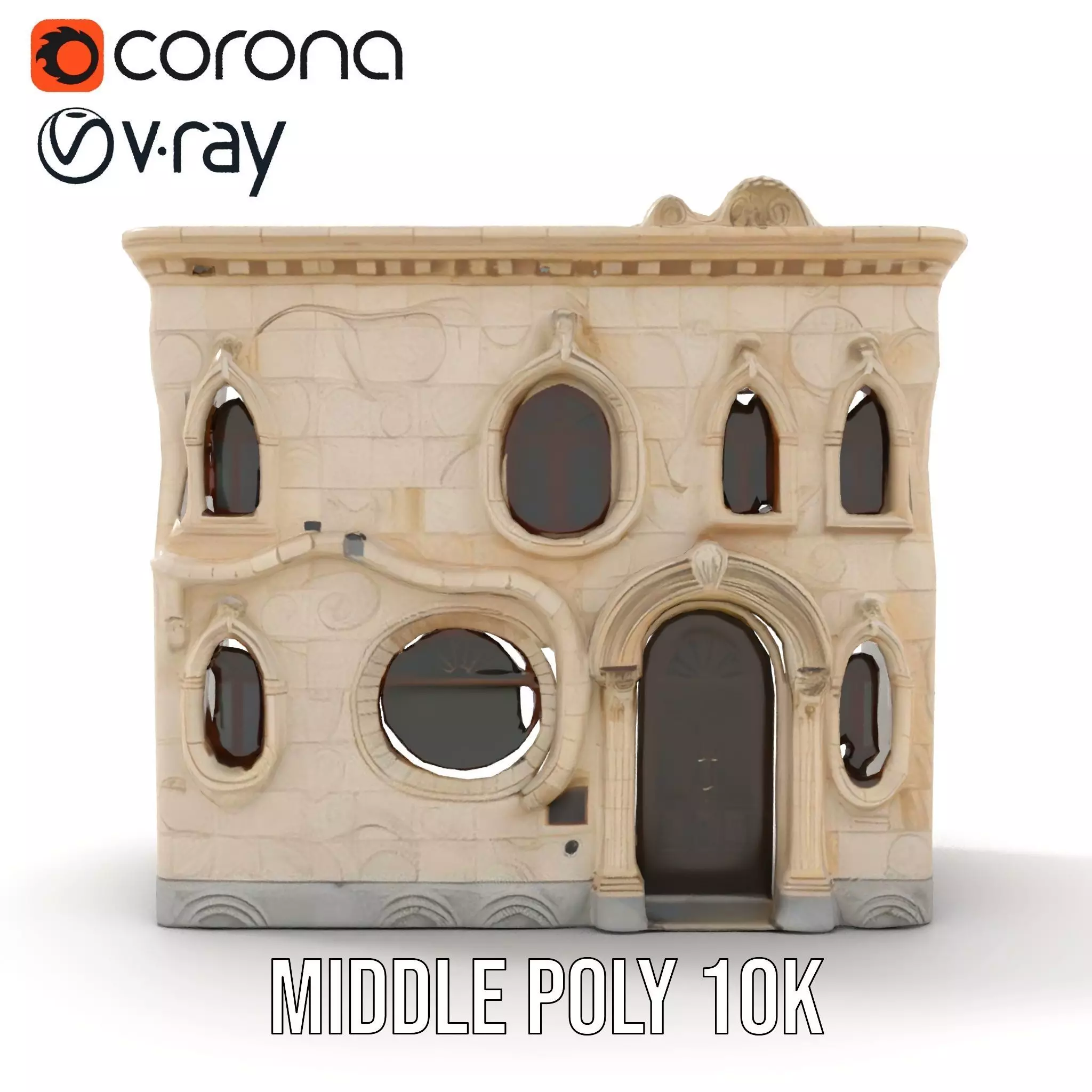 Art Nouveau Facade model pack Low-poly 3D model_20