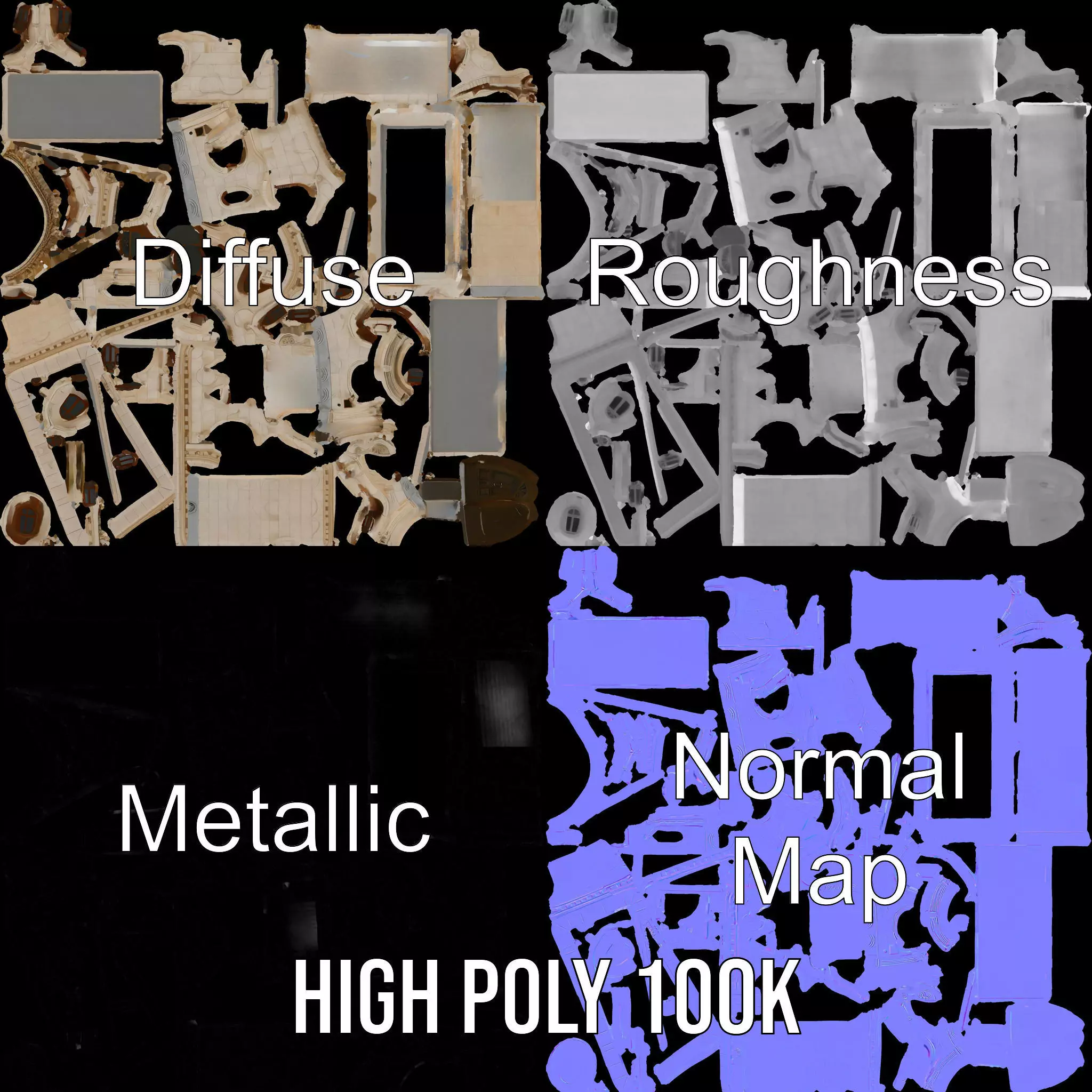 Art Nouveau Facade model pack Low-poly 3D model_4