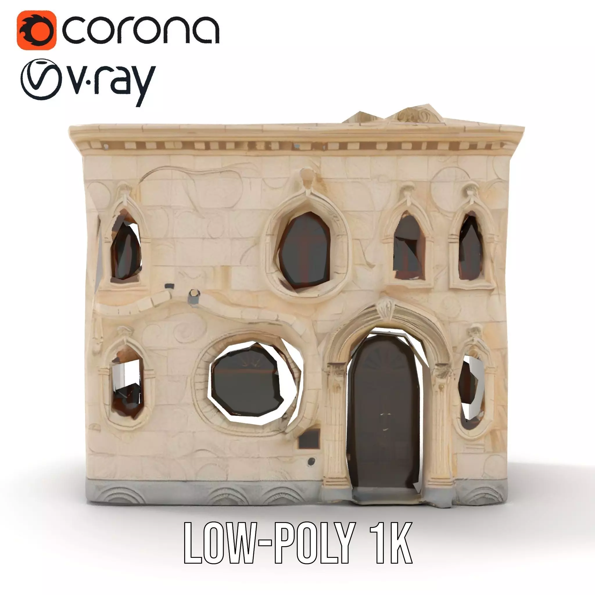 Art Nouveau Facade model pack Low-poly 3D model_13