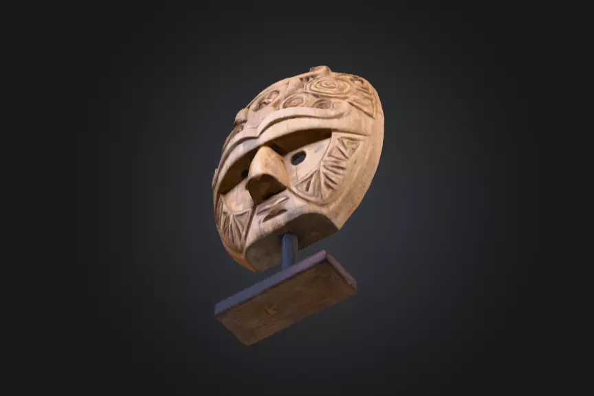 Ancient Tribal Mask Low-poly 3D model_1