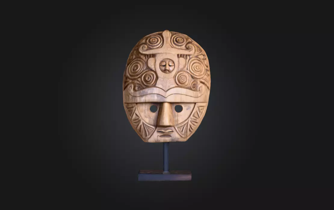 Ancient Tribal Mask Low-poly 3D model_0