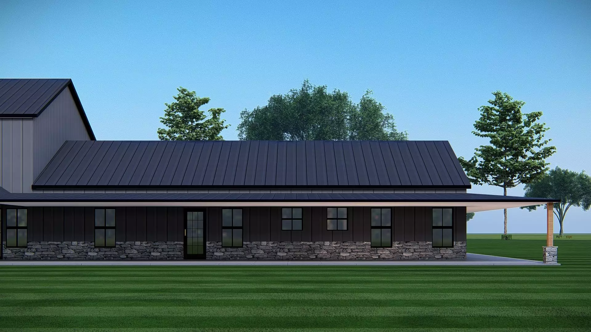 Modern Barndominium House Two Story Metal Building Home  3D model_5