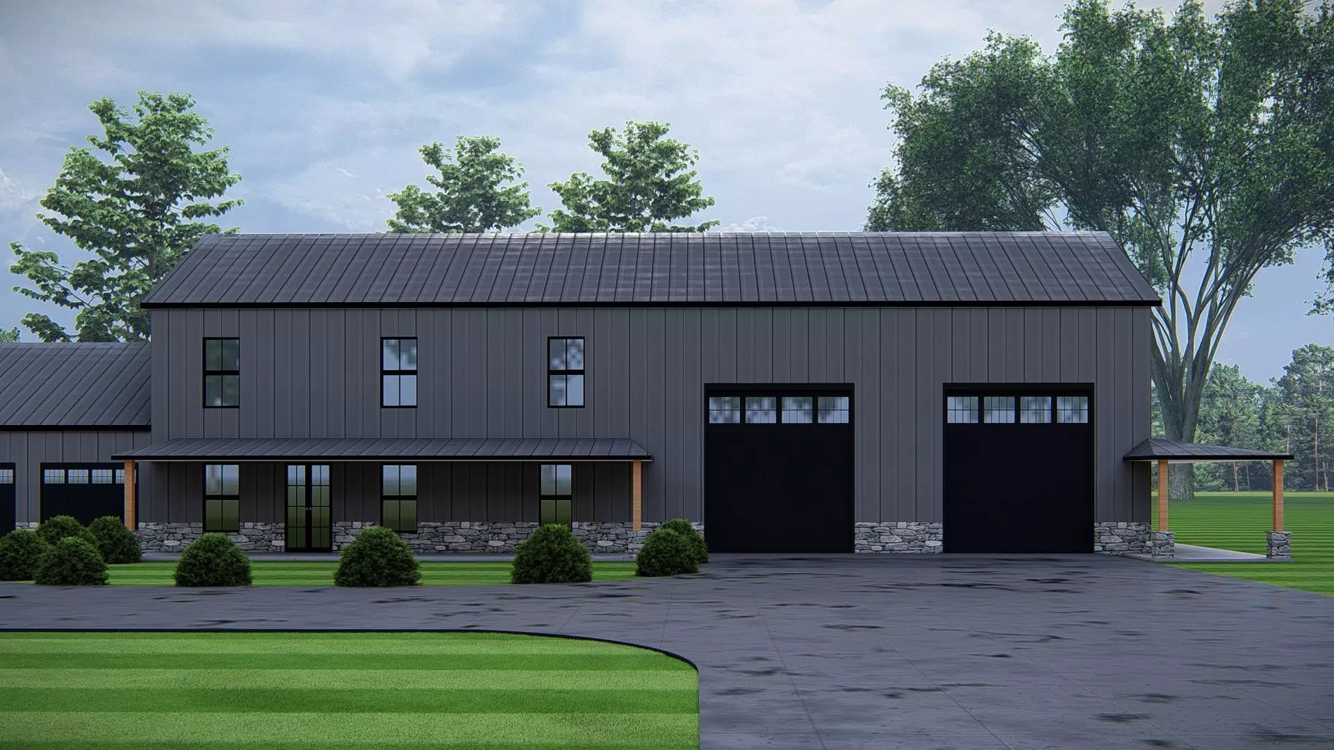 Modern Barndominium House Two Story Metal Building Home  3D model_2