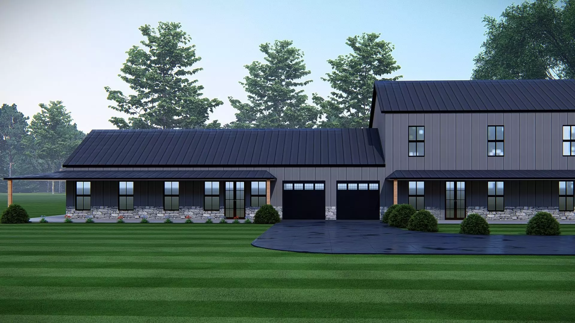 Modern Barndominium House Two Story Metal Building Home  3D model_7