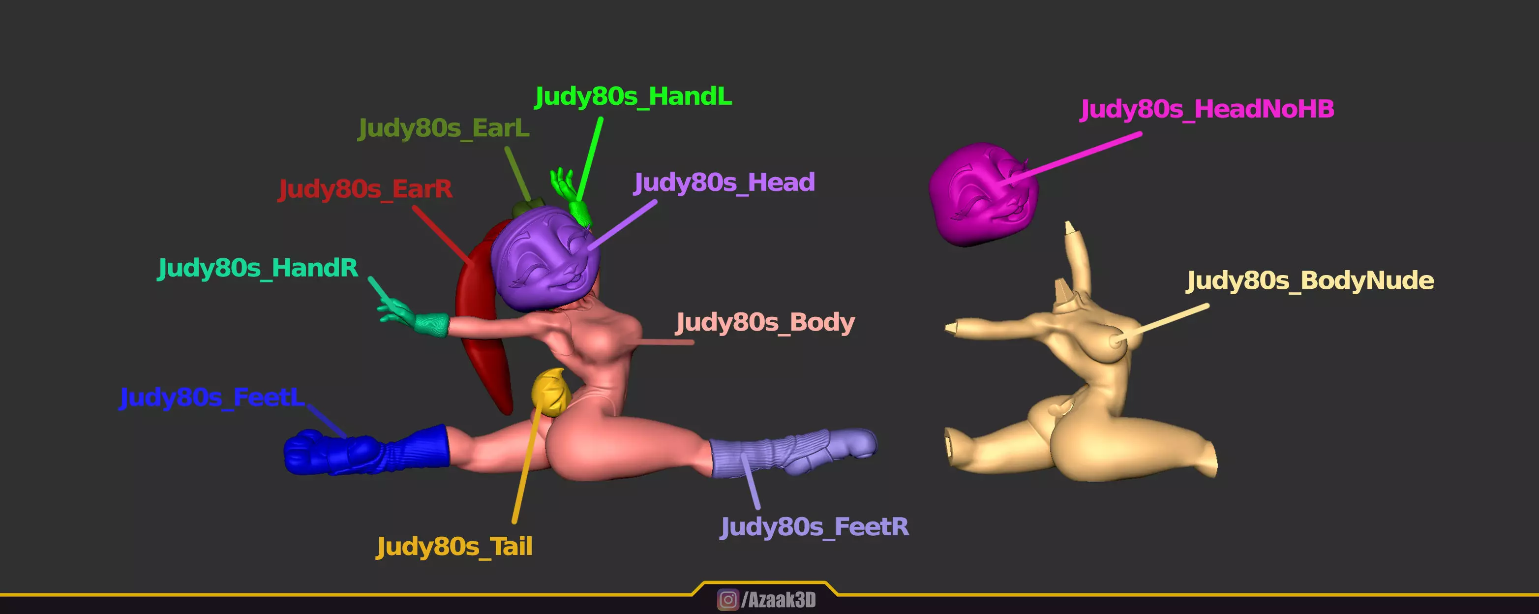 Judy Hopps 80s Fitness Collection With NSFW Variant 3D print model_2