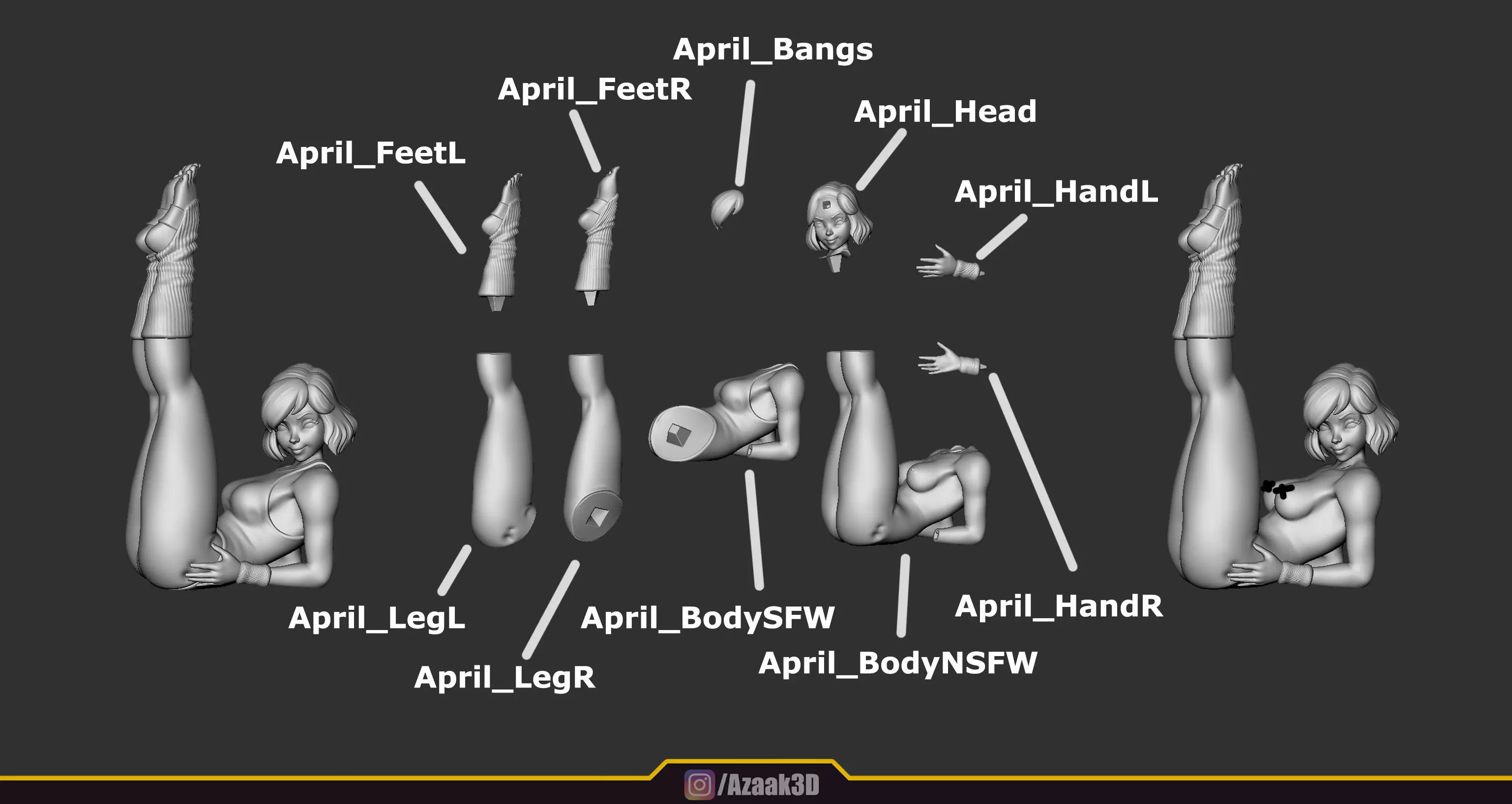 April ONeil 80s Fitness Collection With NSFW Variant 3D print model_2