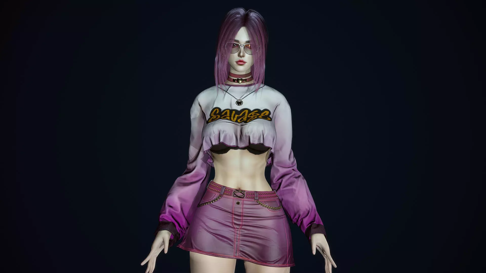 Fashion Girl Low-poly 3D model_4