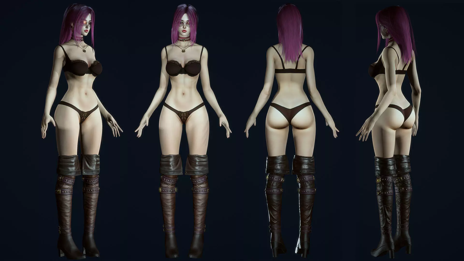 Fashion Girl Low-poly 3D model_11