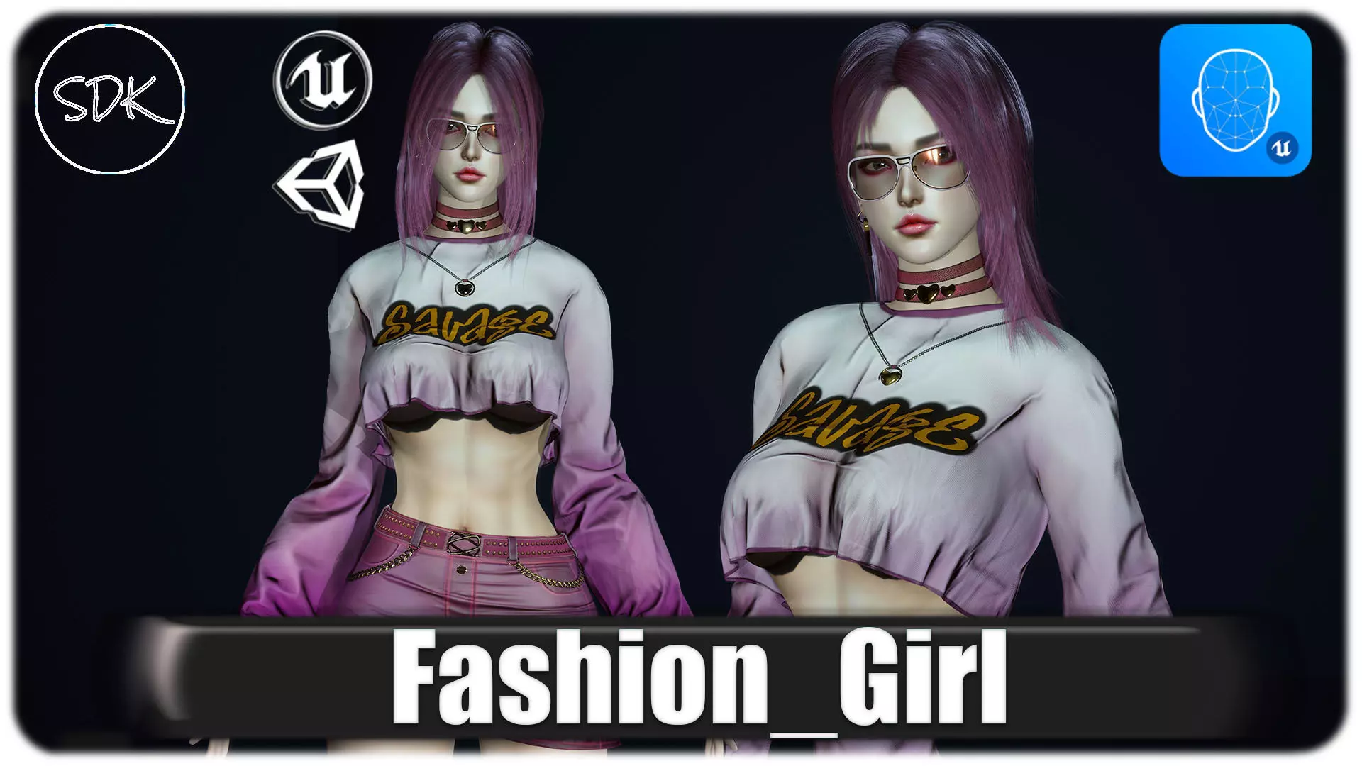 Fashion Girl Low-poly 3D model_0