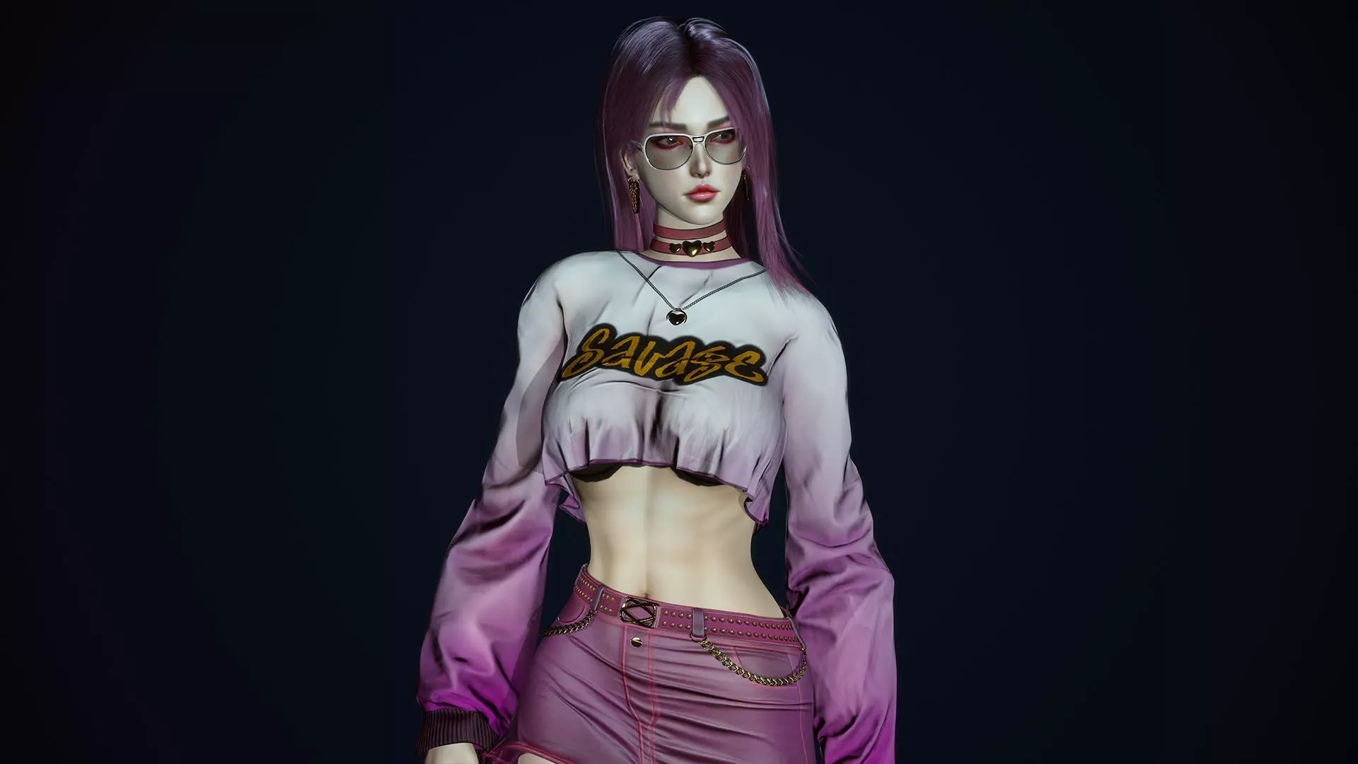 Fashion Girl Low-poly 3D model_7