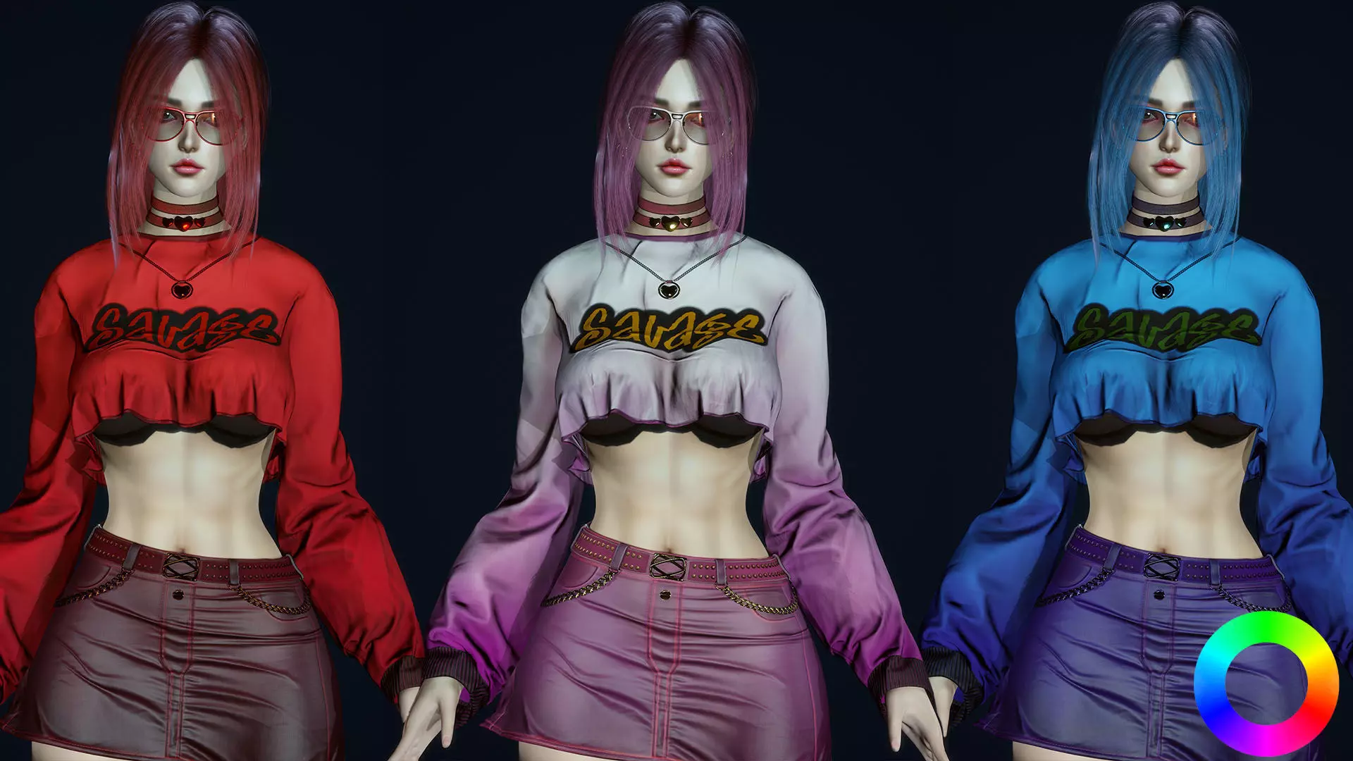 Fashion Girl Low-poly 3D model_8