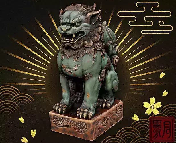 Japanese Komainu - Guardian Lion-Dog Statue Tattoo