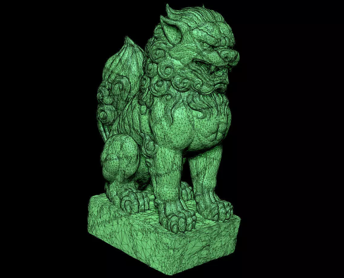 Japanese Komainu - Guardian Lion-Dog Statue Tattoo 3D print model_7